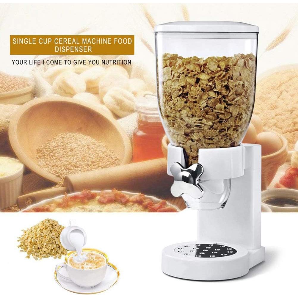 Cereal Dispenser Countertop, Plastic Single Control Candy Dispenser for Storing Coffee Beans, Kitchen Dry Cereal Dispenser (Black)