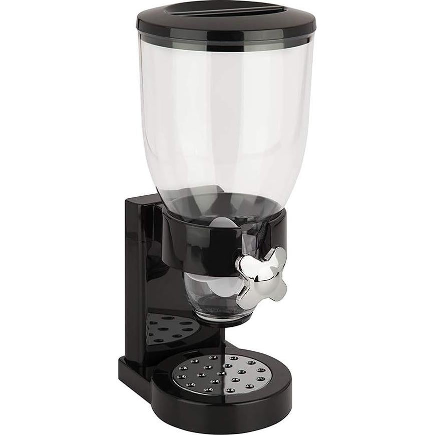 Cereal Dispenser Countertop, Plastic Single Control Candy Dispenser for Storing Coffee Beans, Kitchen Dry Cereal Dispenser (Black)
