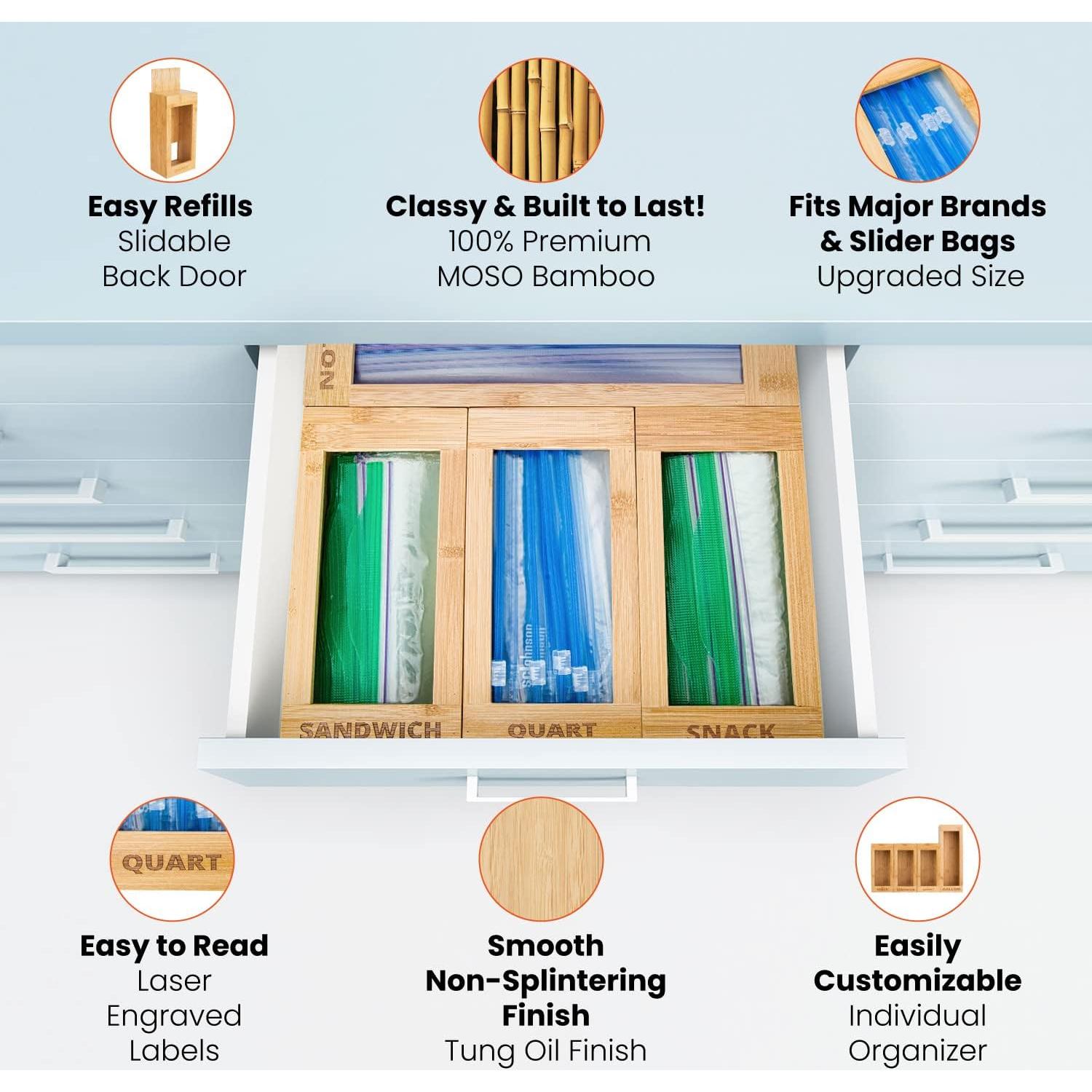 Organizador de Bolsas de Plástico mHomeAid - Bambú 33.5x30.99cm