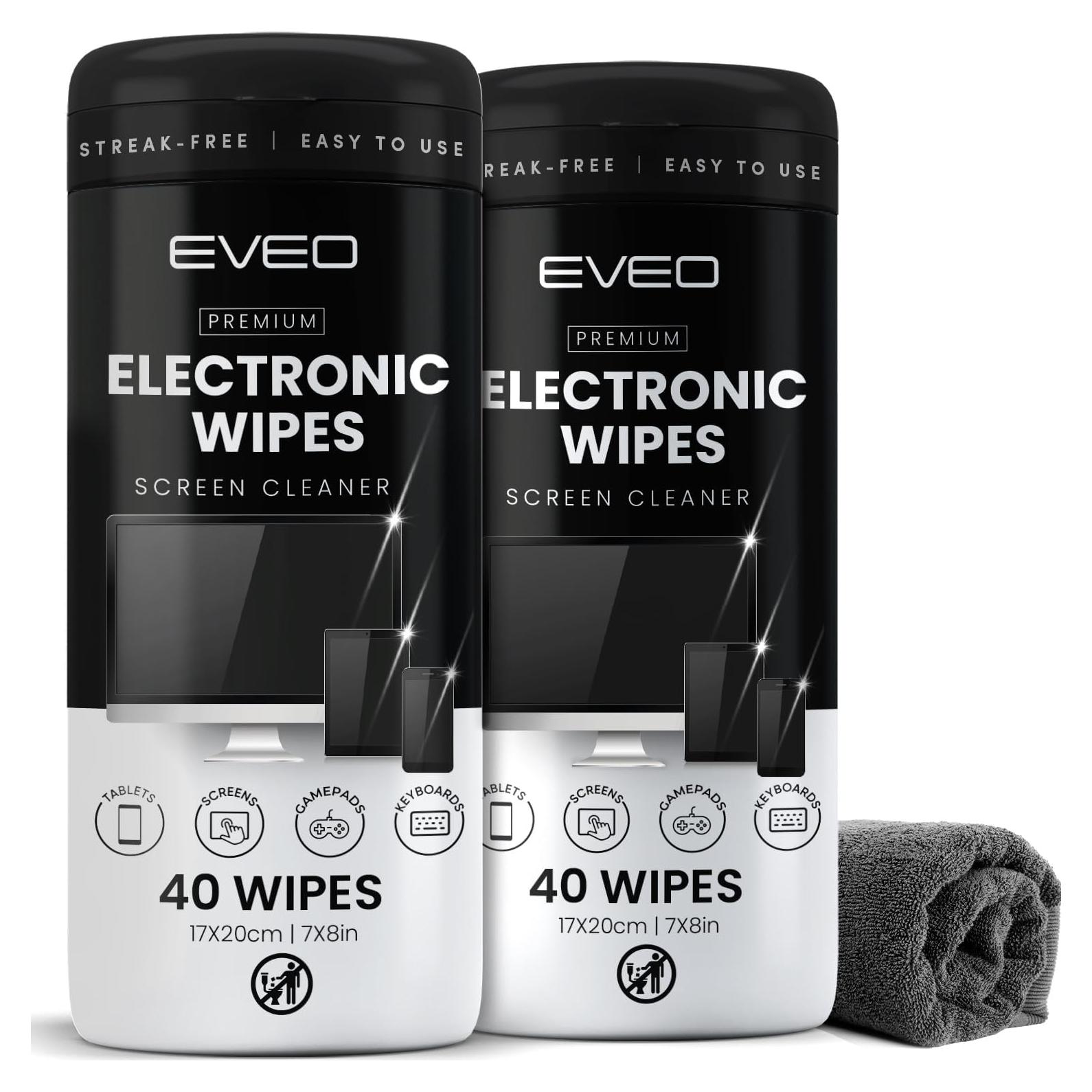 Toallitas Limpiadoras Electrónicas EVEO - 80 Unidades + Paño Microfibra