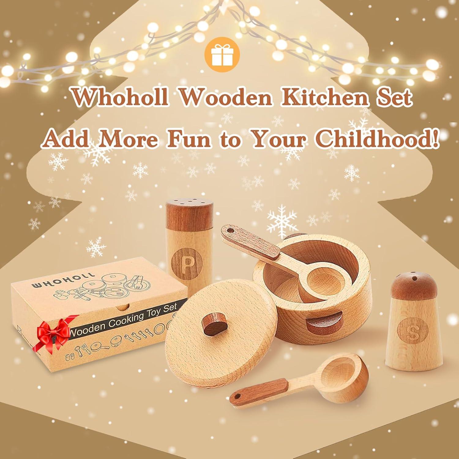 Juego de Cocina de Madera WHOHOLL 14 Piezas Montessori