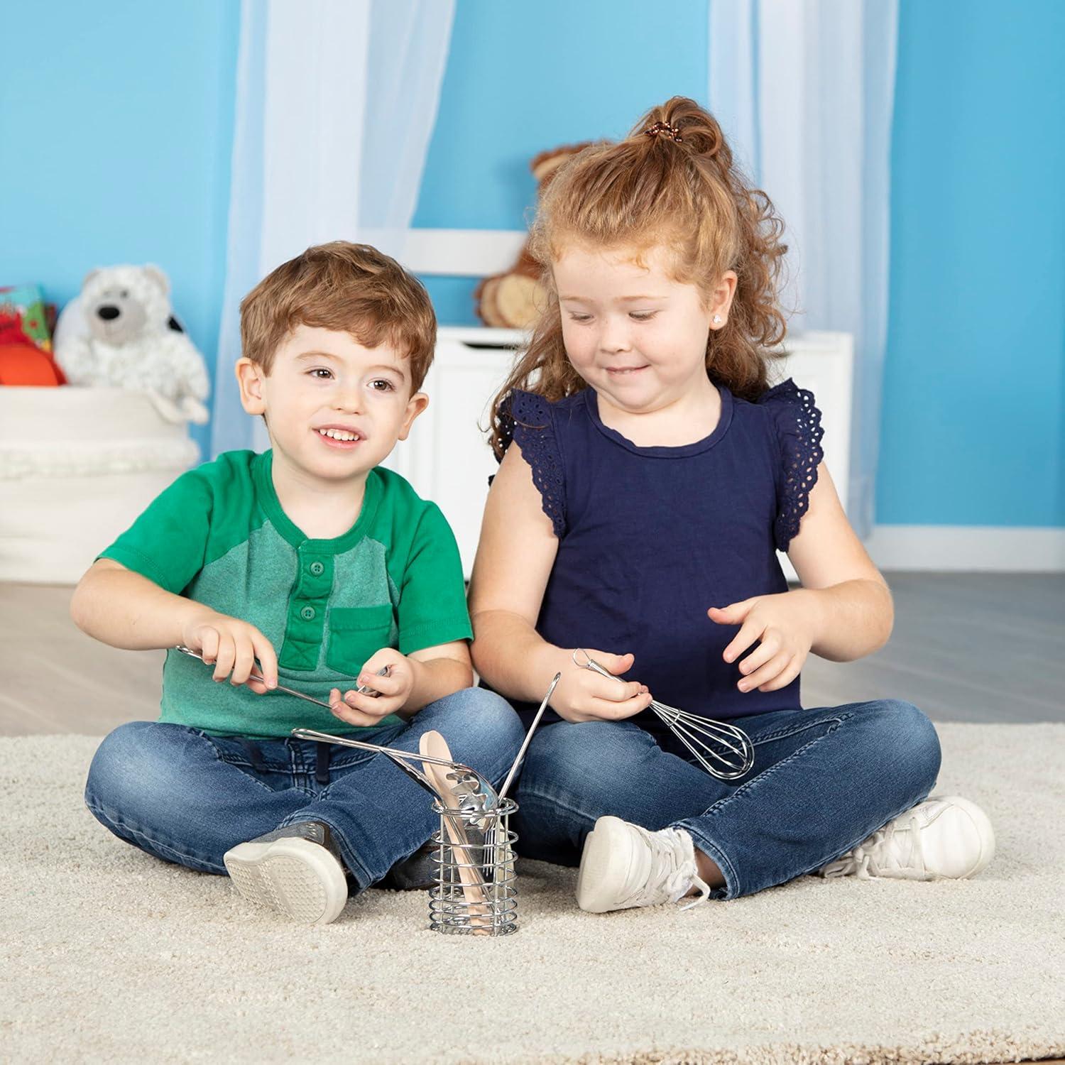 Set de Utensilios de Cocina Melissa & Doug 7 Piezas Acero y Madera