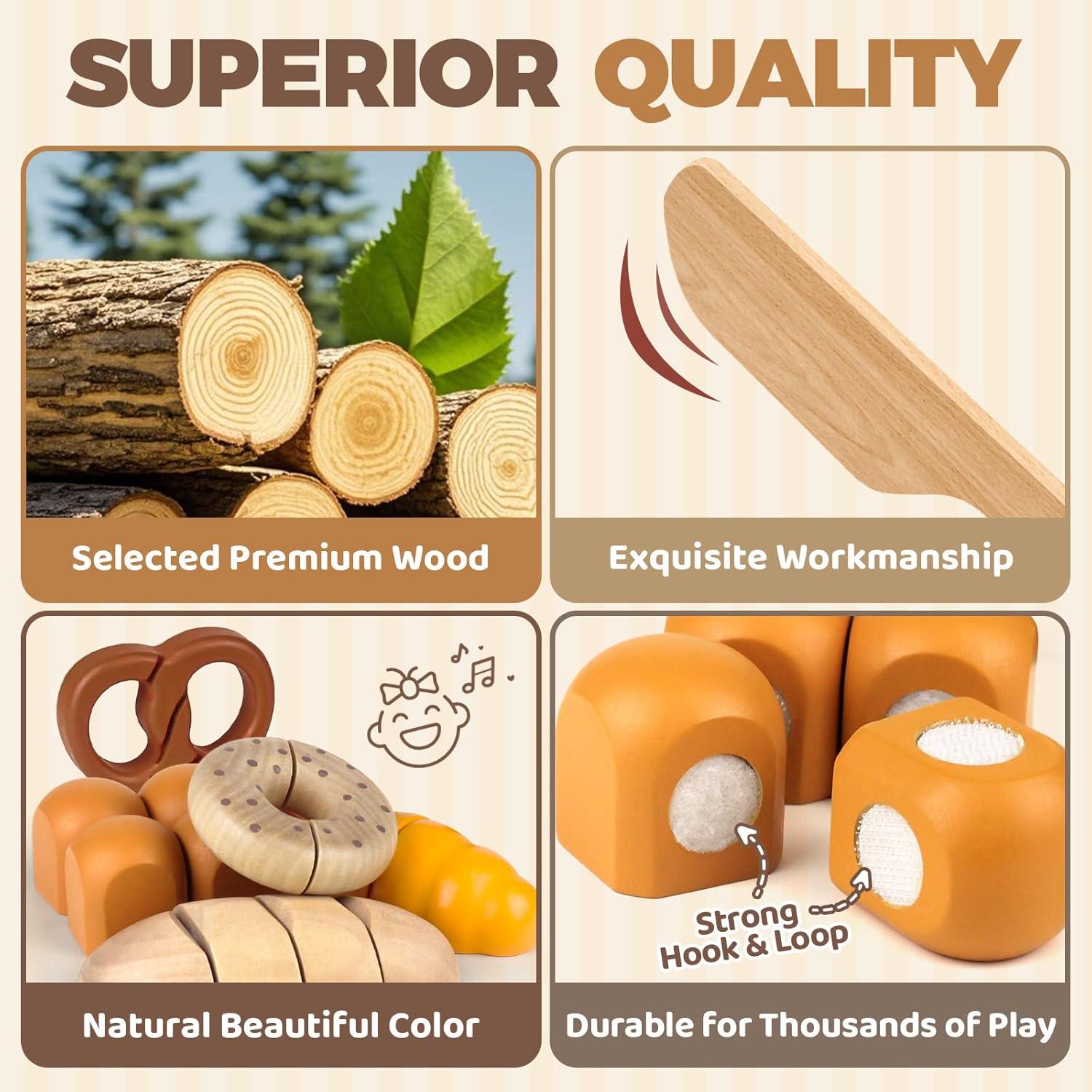 Conjunto de Juguetes de Comida de Madera Airlab 20x2.5x22.9cm