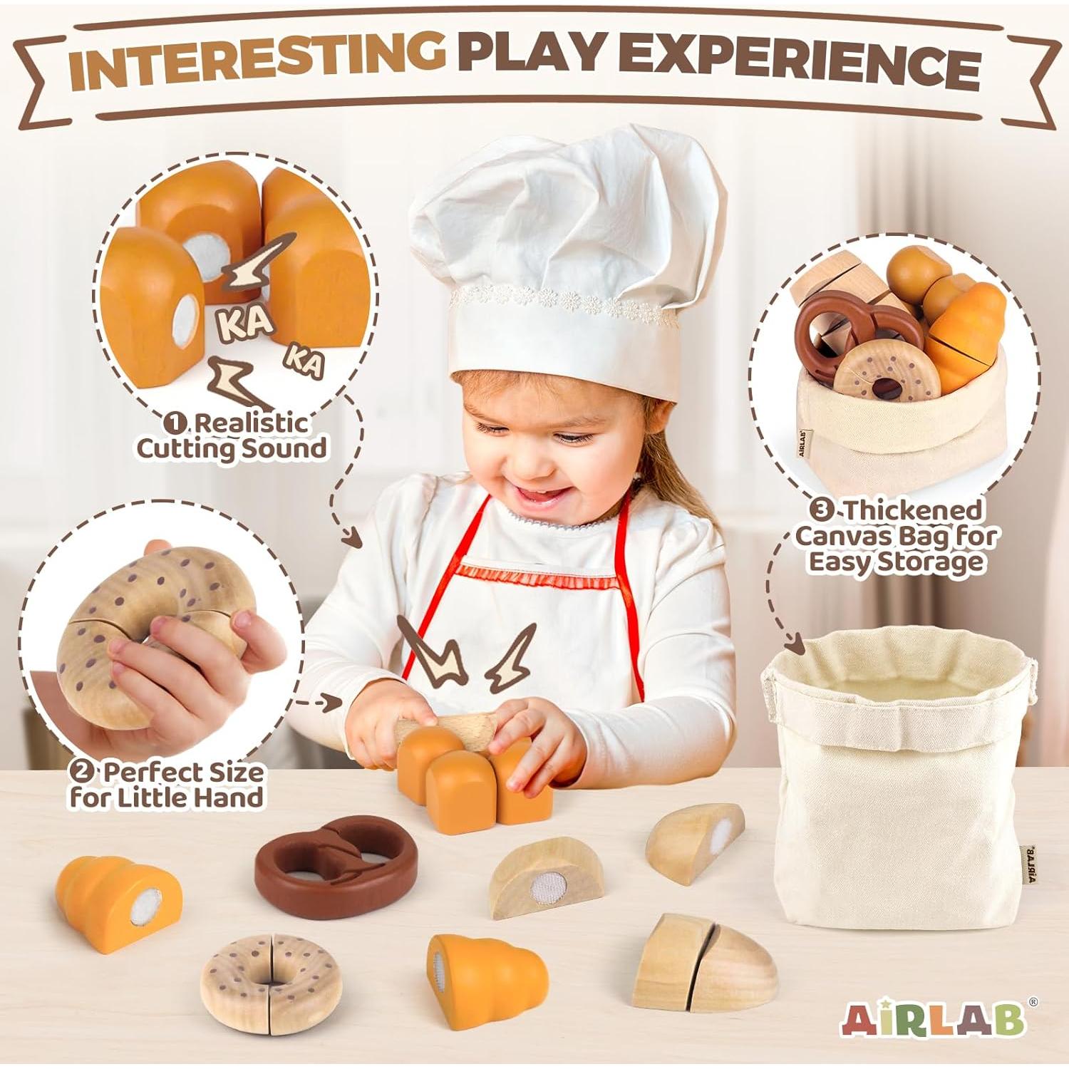 Conjunto de Juguetes de Comida de Madera Airlab 20x2.5x22.9cm