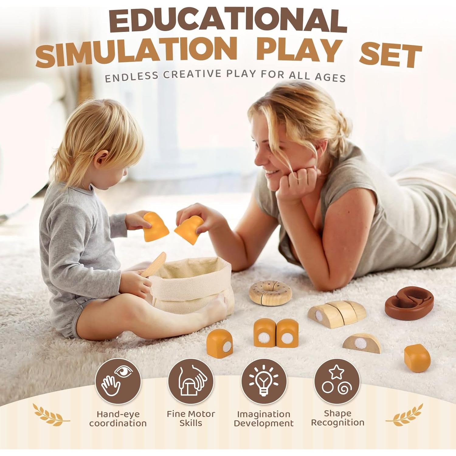 Conjunto de Juguetes de Comida de Madera Airlab 20x2.5x22.9cm