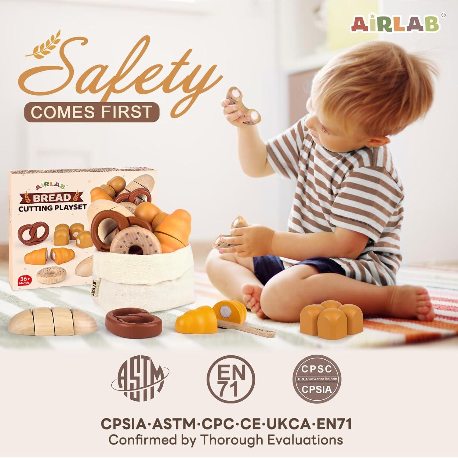 Conjunto de Juguetes de Comida de Madera Airlab 20x2.5x22.9cm