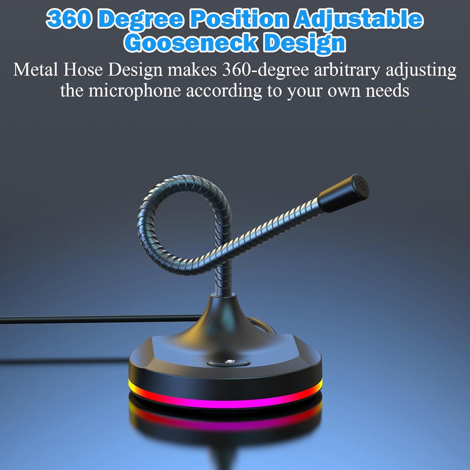 Micrófono USB Blapsuro M7 con Botón de Silencio y Luz RGB