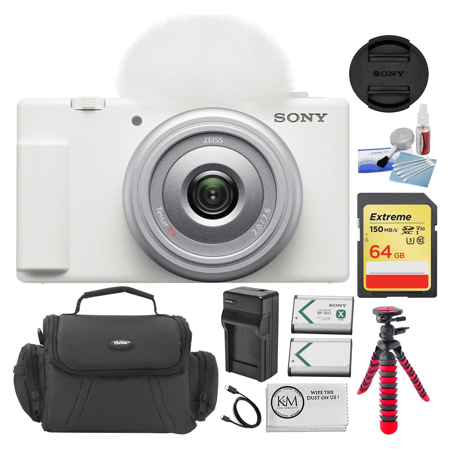 Cámara de Vlogging Sony ZV-1F Blanca + Kit 8 Piezas 64GB
