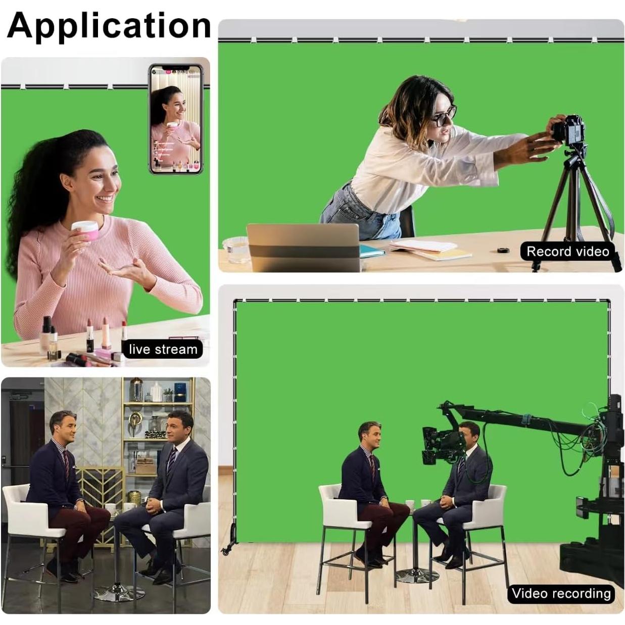 Kit de fondo verde 2.13x1.98m con soporte móvil SHIRTAL