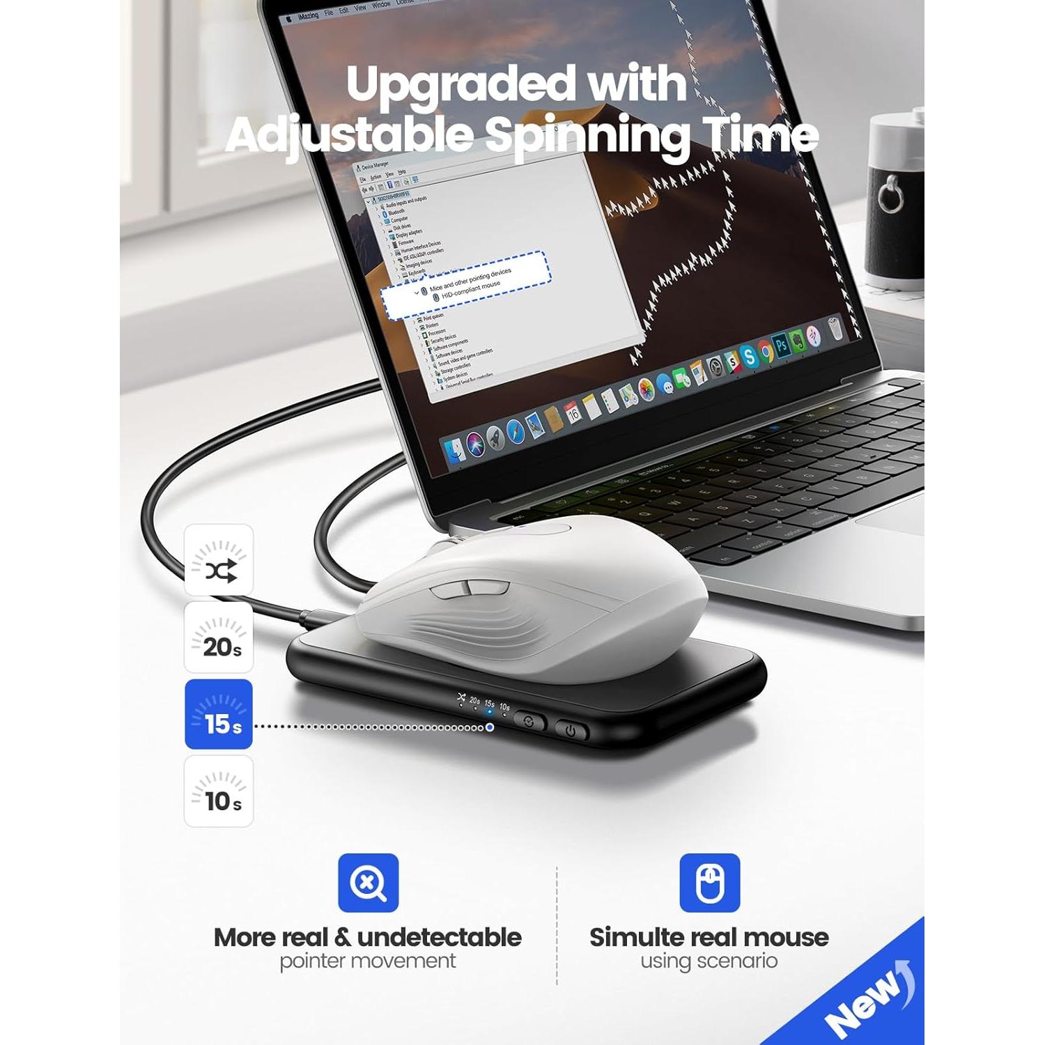 Mouse Jiggler EAXBUX Ultra Delgado 100% Indetectable Negro