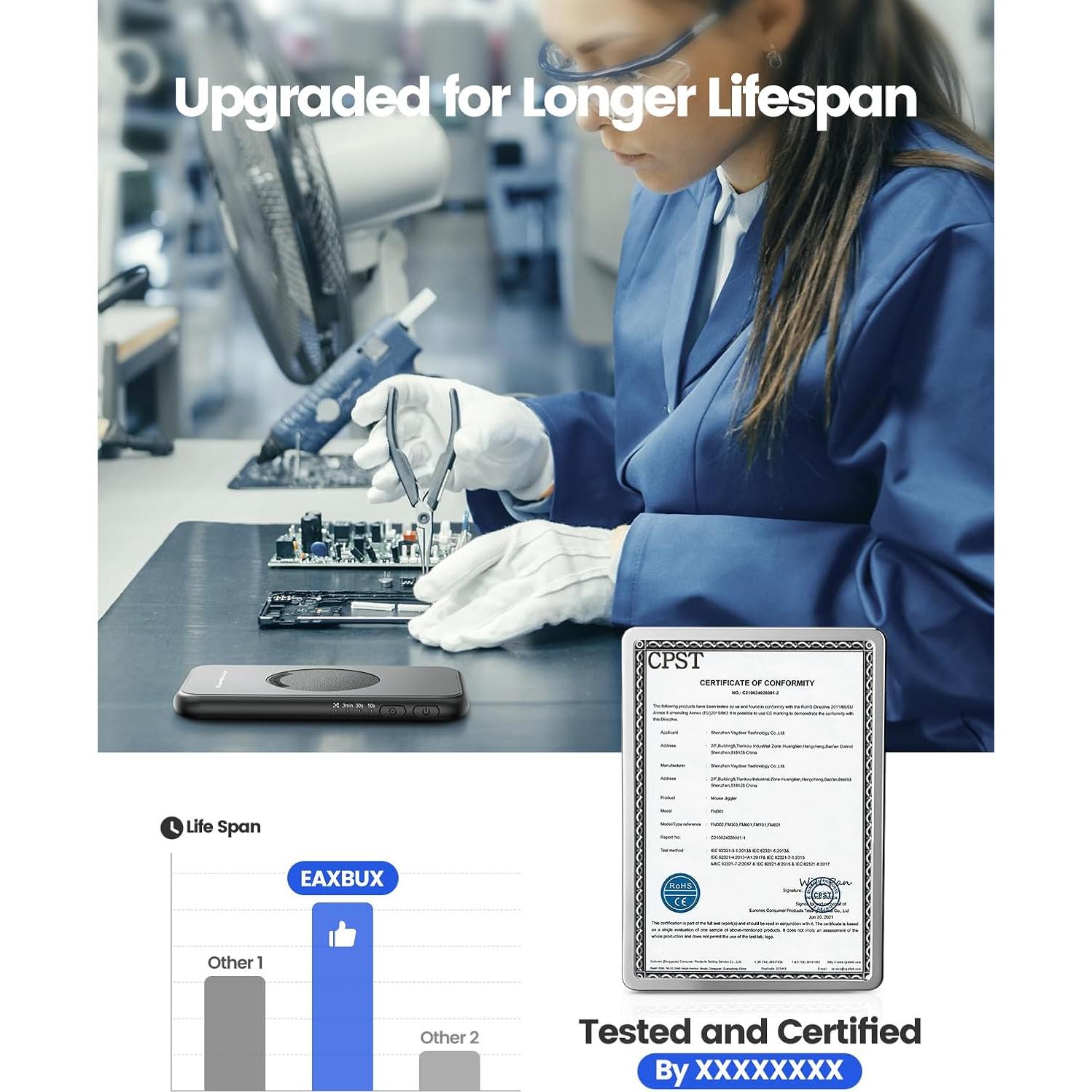 Mouse Jiggler EAXBUX Ultra Delgado 100% Indetectable Negro