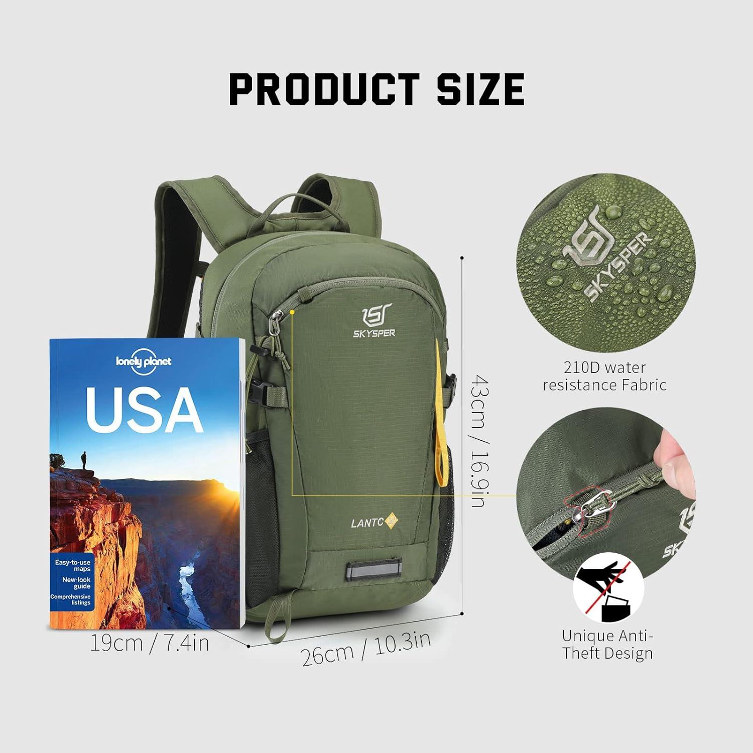 Mochila de Senderismo 20L SKYSPER LANTC20 Verde Militar