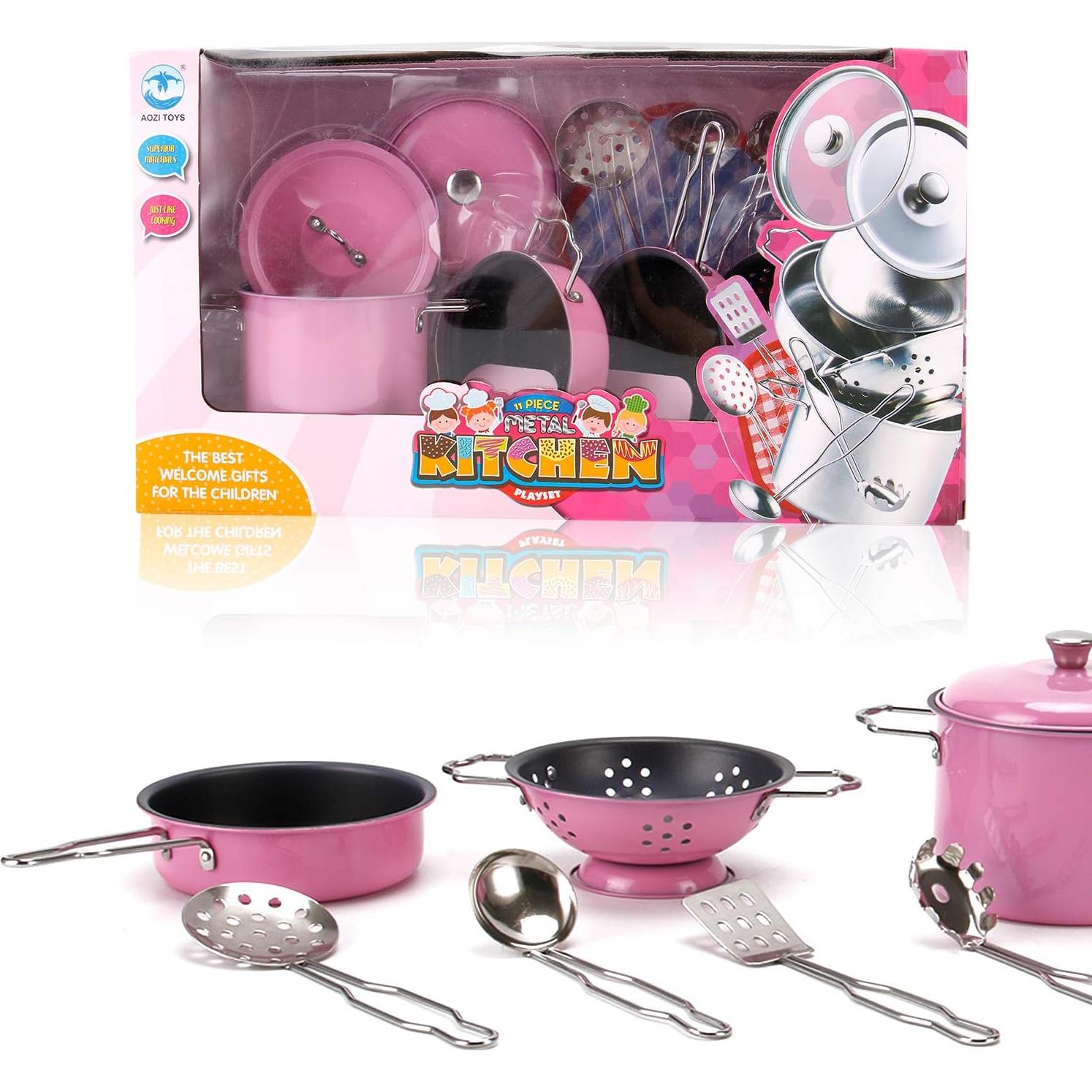 Set de Cocina para Niños Liberty Imports 11 Piezas Rosa