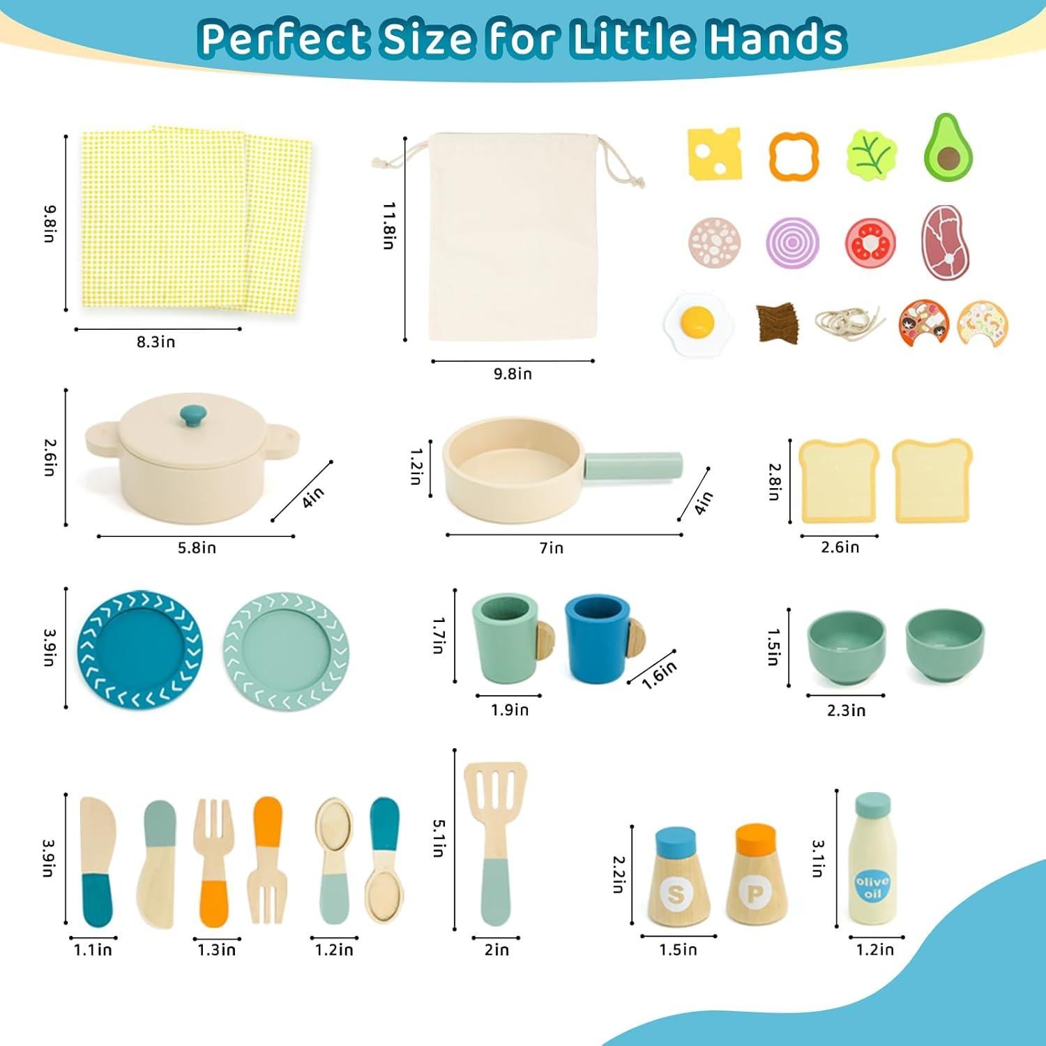 Juego de Cocina de Madera Masonbaby 36 Piezas para Niños