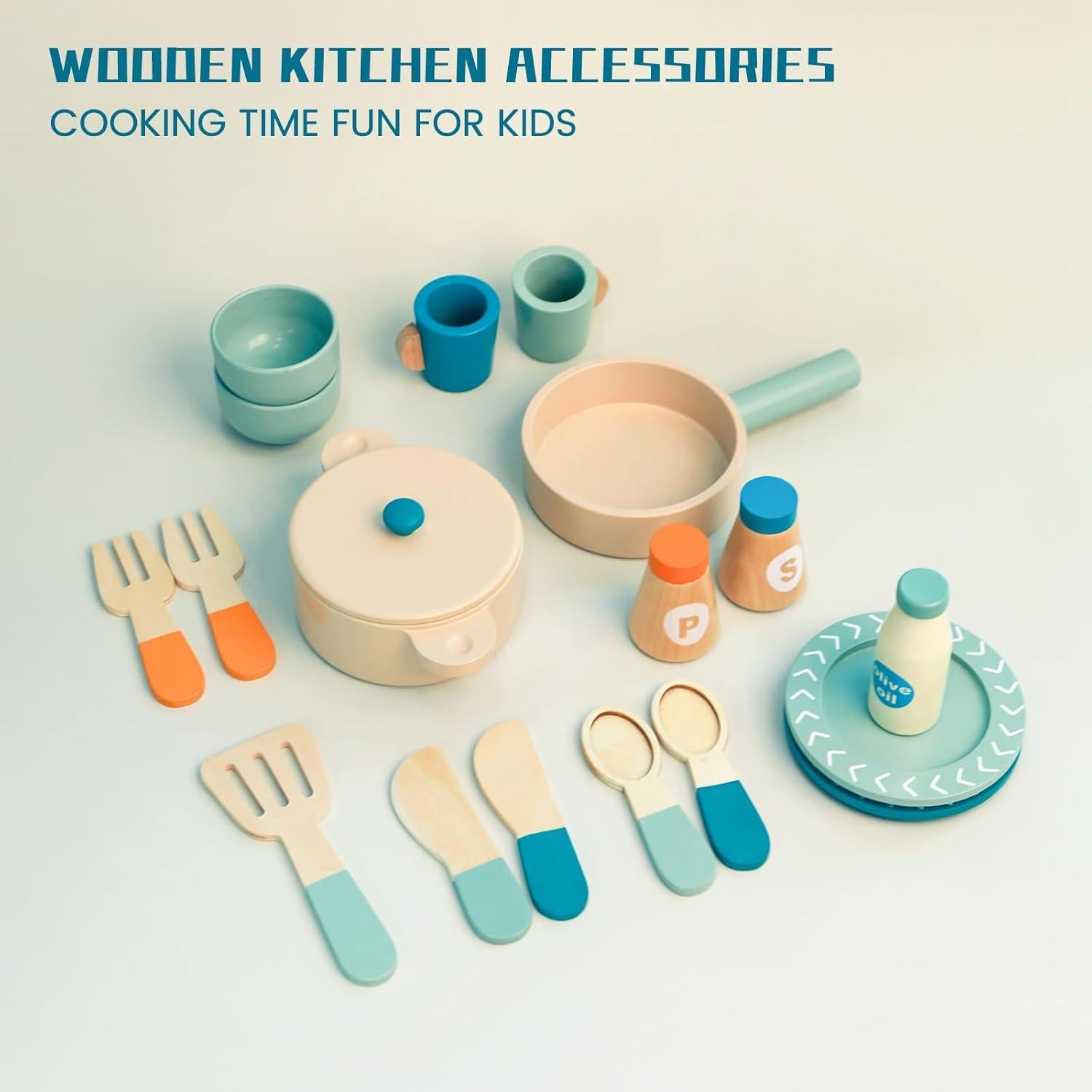 Juego de Cocina de Madera Masonbaby 36 Piezas para Niños