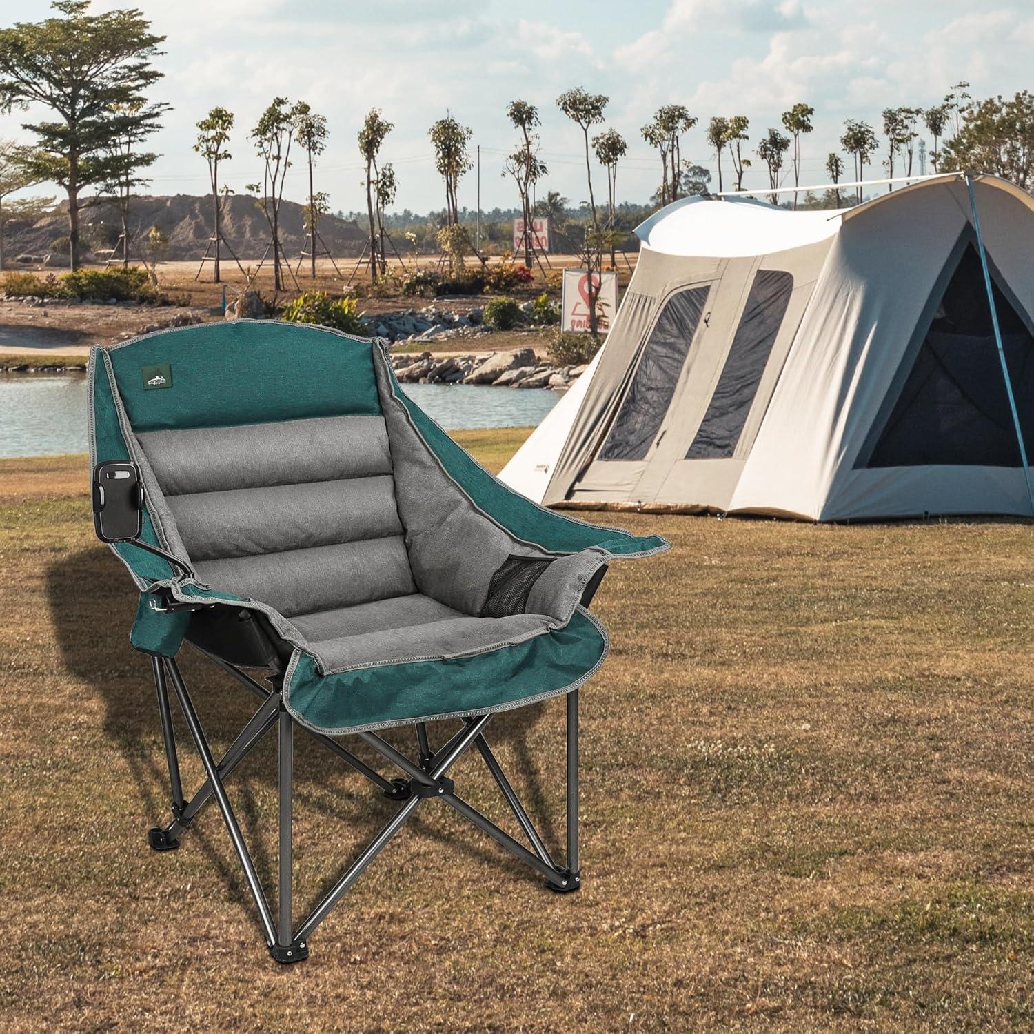 Silla de Camping Acolchada Northroad XL Verde Fosforescente