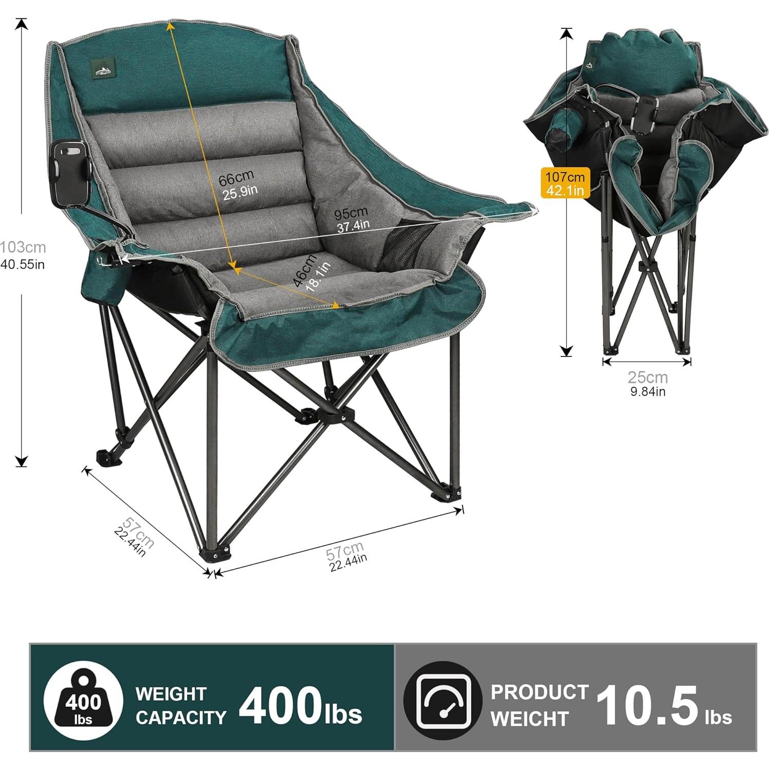 Silla de Camping Acolchada Northroad XL Verde Fosforescente