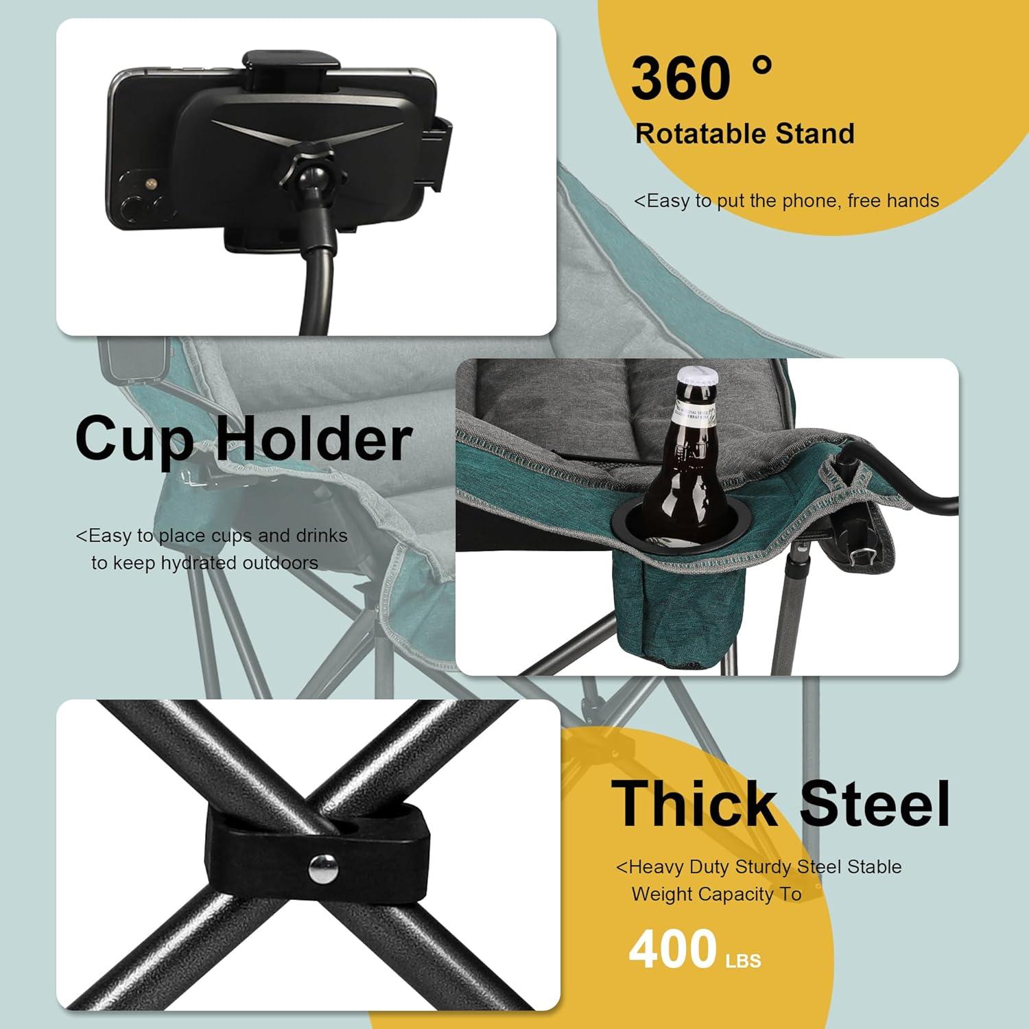 Silla de Camping Acolchada Northroad XL Verde Fosforescente