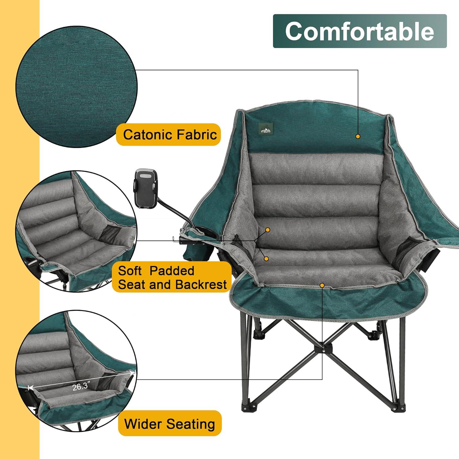 Silla de Camping Acolchada Northroad XL Verde Fosforescente