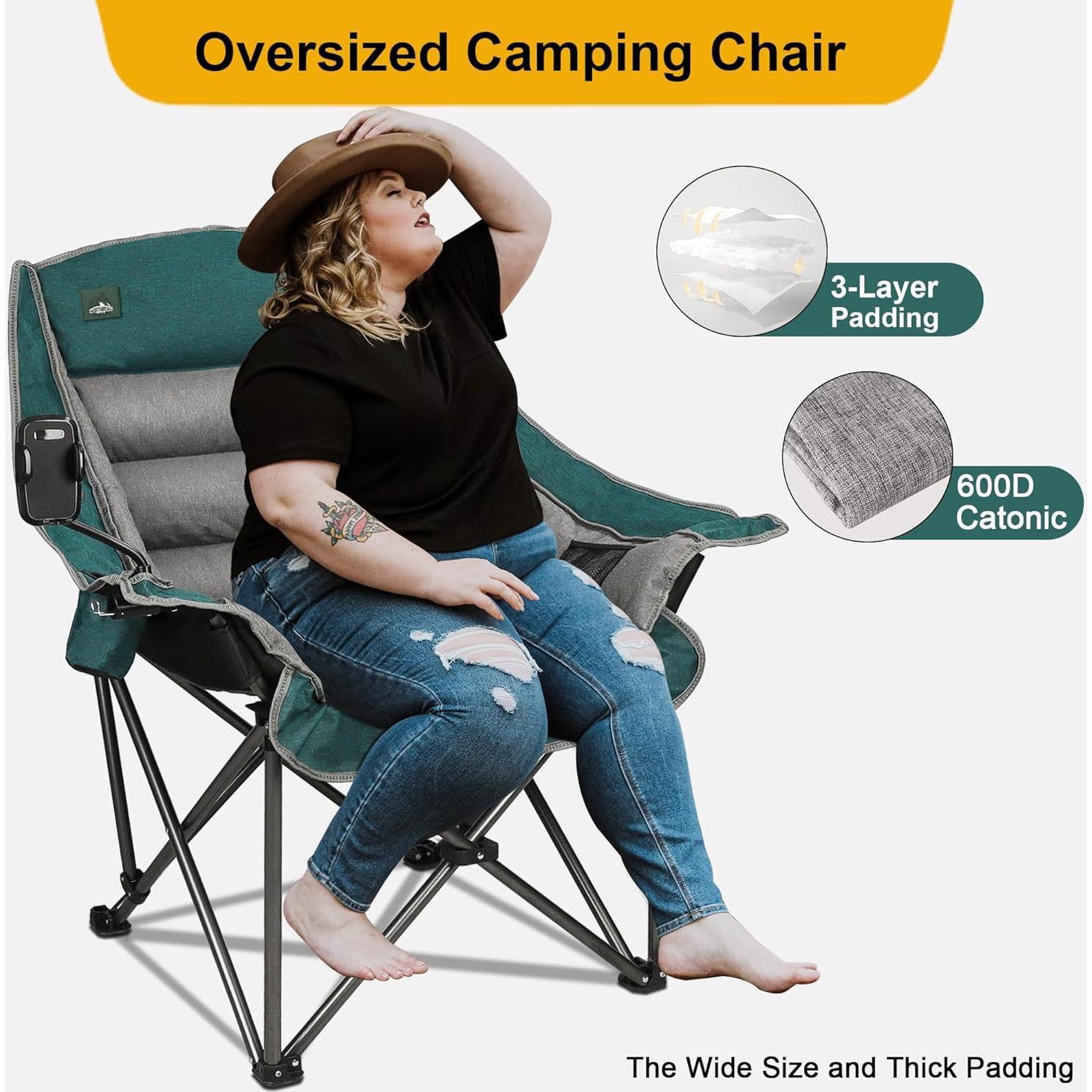 Silla de Camping Acolchada Northroad XL Verde Fosforescente