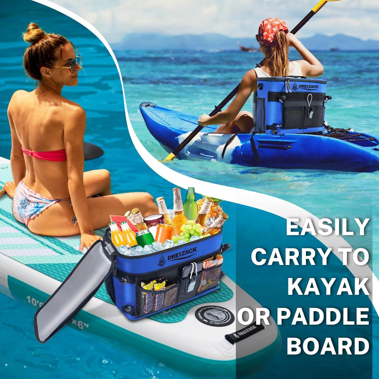 Dreizack Kayak Cooler Behind Seat, Waterproof Cooler for Kayaking,Paddle Board Cooler Compatible with Lawn-Chair Seat Kayak Accessories Cooler Bag Kayak Cooler Tow Behind for Camping Fishing