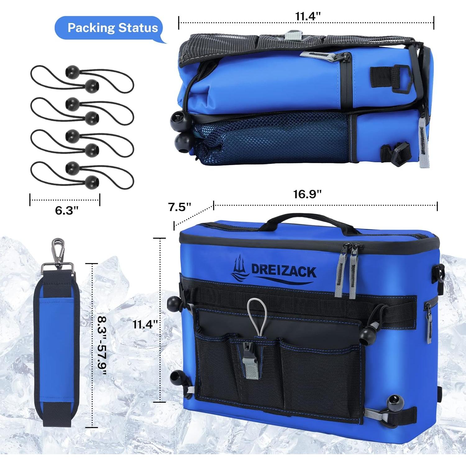 Dreizack Kayak Cooler Behind Seat, Waterproof Cooler for Kayaking,Paddle Board Cooler Compatible with Lawn-Chair Seat Kayak Accessories Cooler Bag Kayak Cooler Tow Behind for Camping Fishing