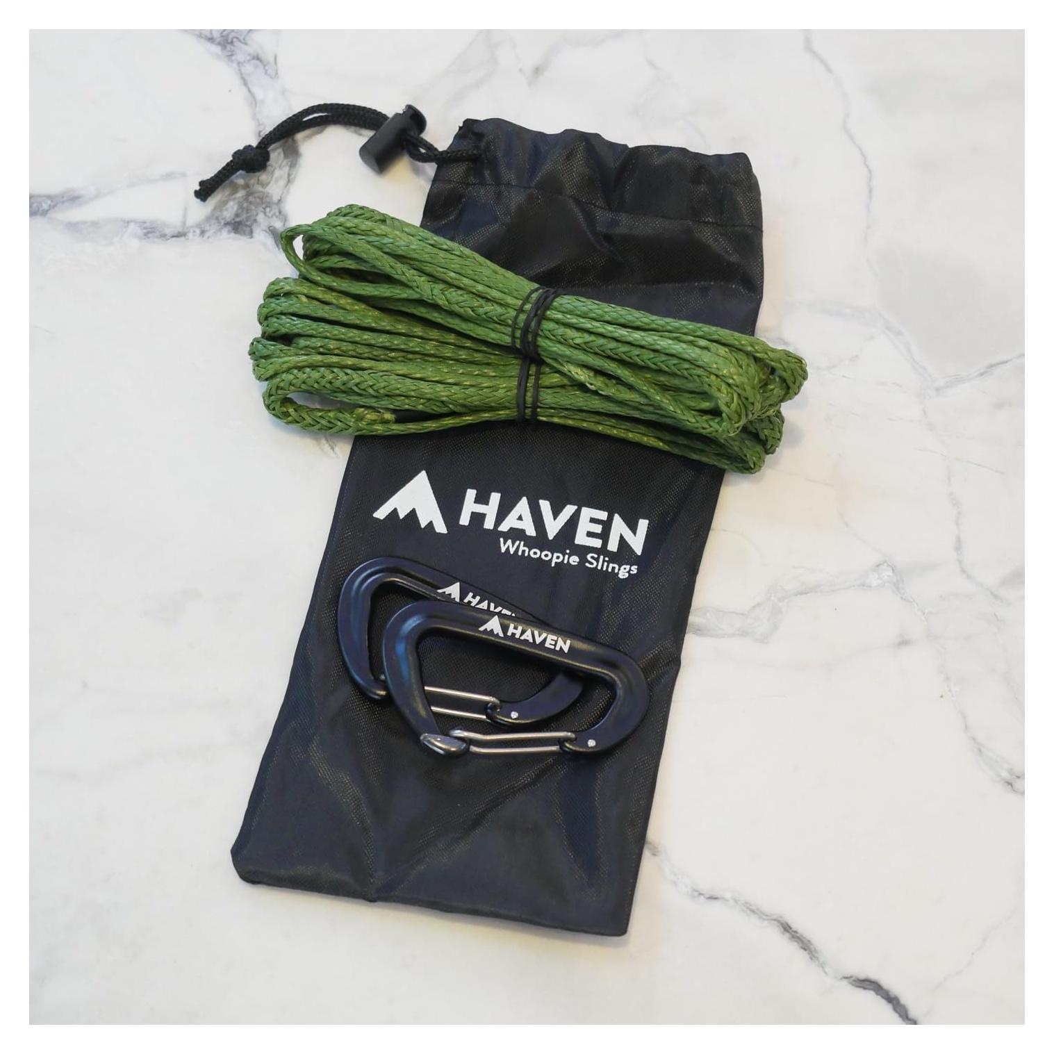 Hamaca Haven Tents Verde con Eslingas Whoopie y Mosquetones