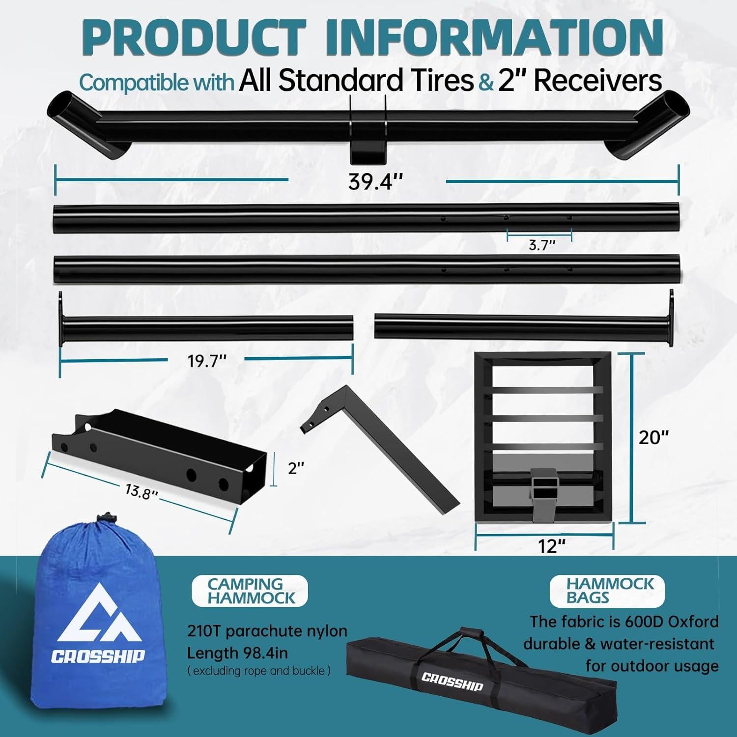 Soporte de Hamaca CROSSHIP para Neumáticos y Enganche 158.76kg