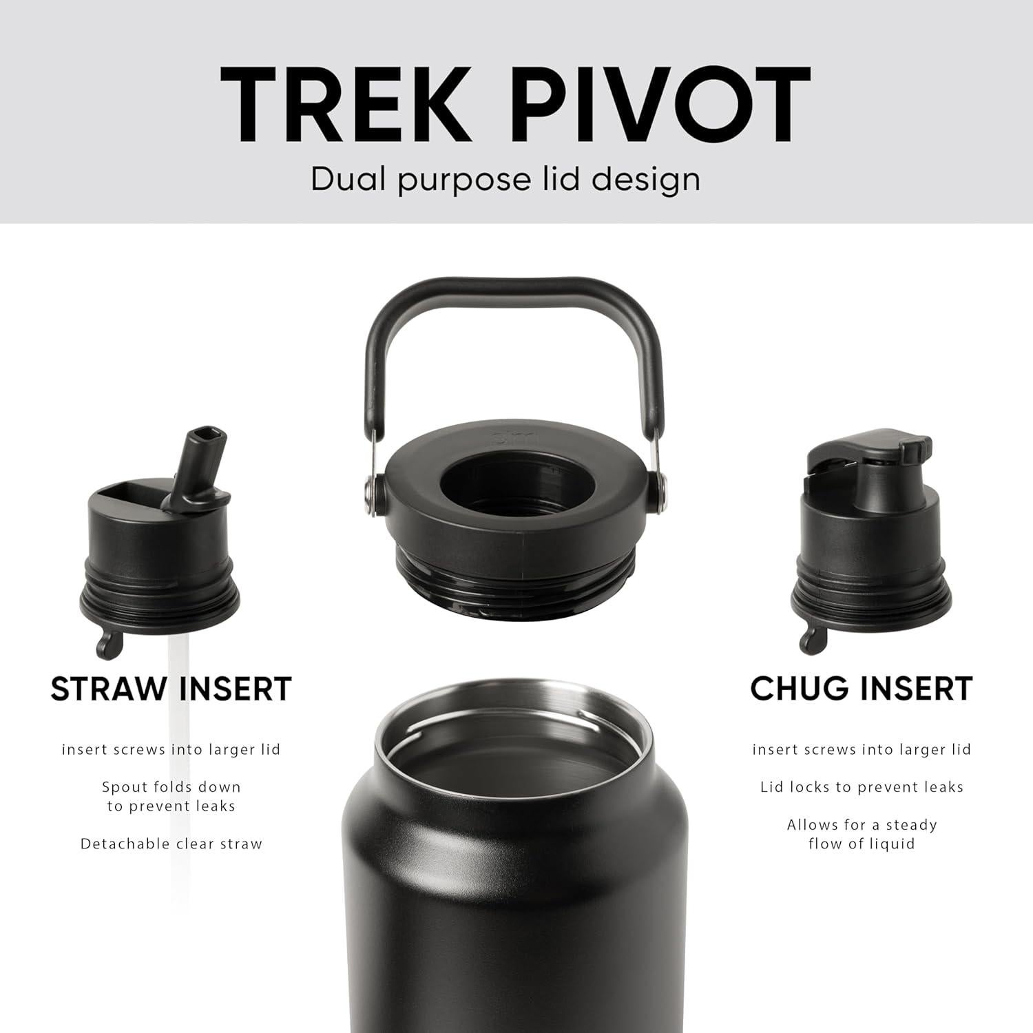 Jarra de Agua Simple Modern Trek Pivot 1.89L Acero Inoxidable