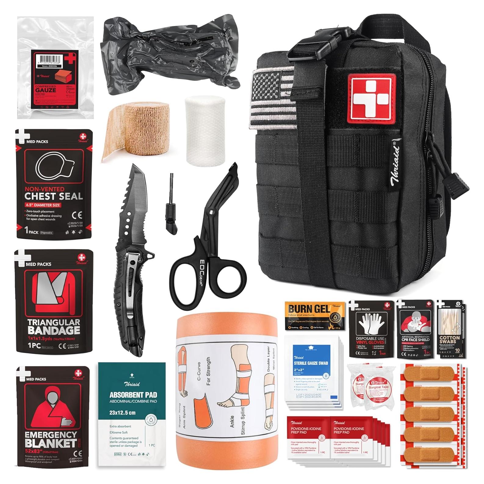 Kit de Primeros Auxilios Táctico THRIAID IFAK Negro 60 Piezas