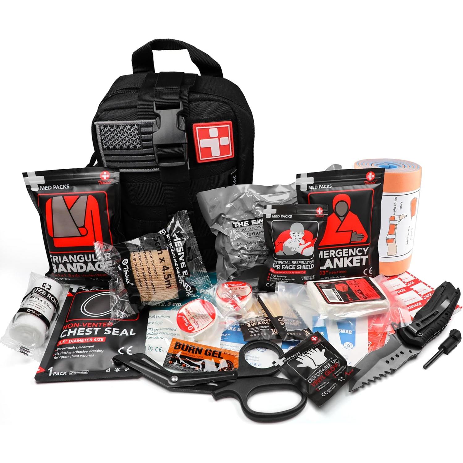 Kit de Primeros Auxilios Táctico THRIAID IFAK Negro 60 Piezas
