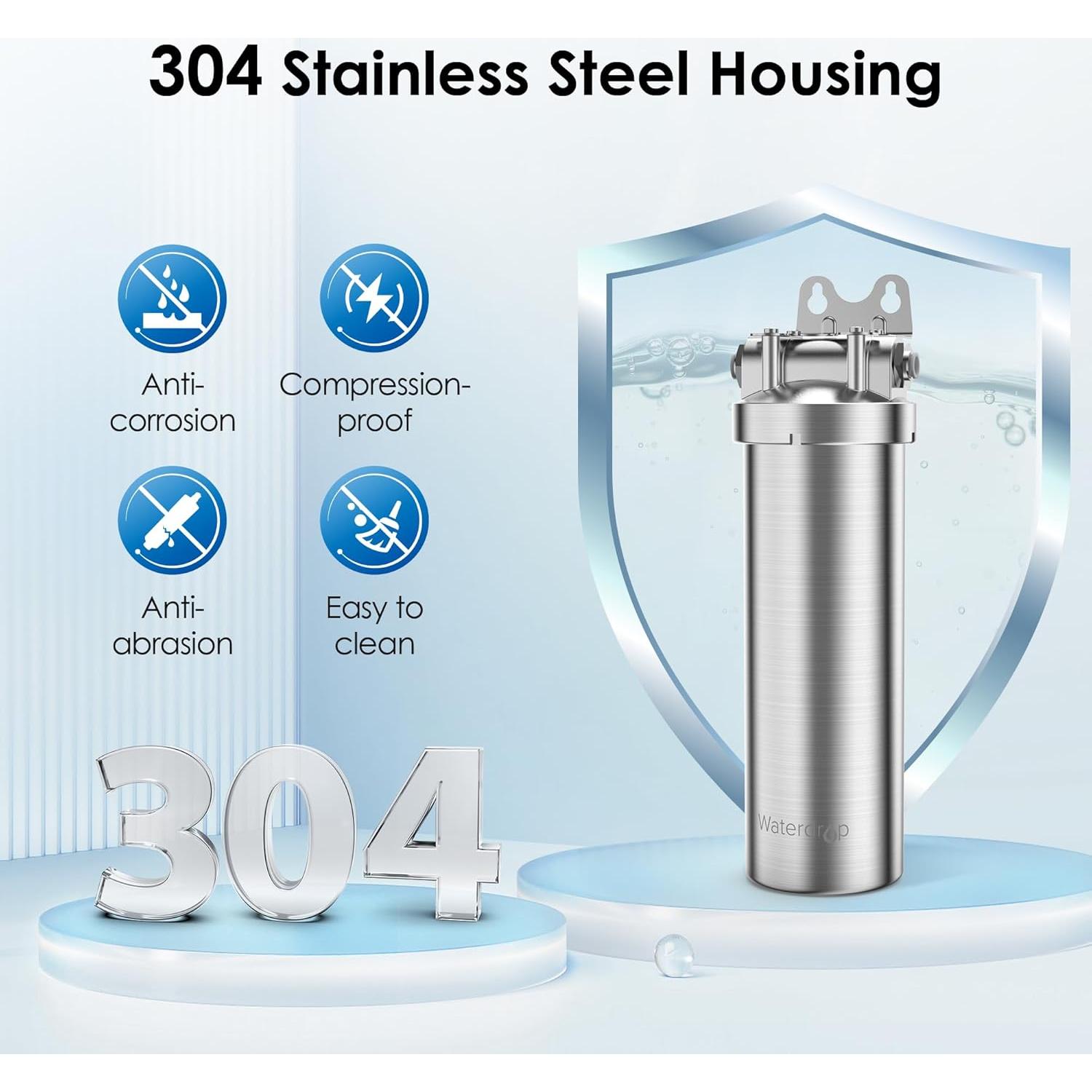 Filtro de Agua Bajo Fregadero Waterdrop WD-8008A Acero Inoxidable