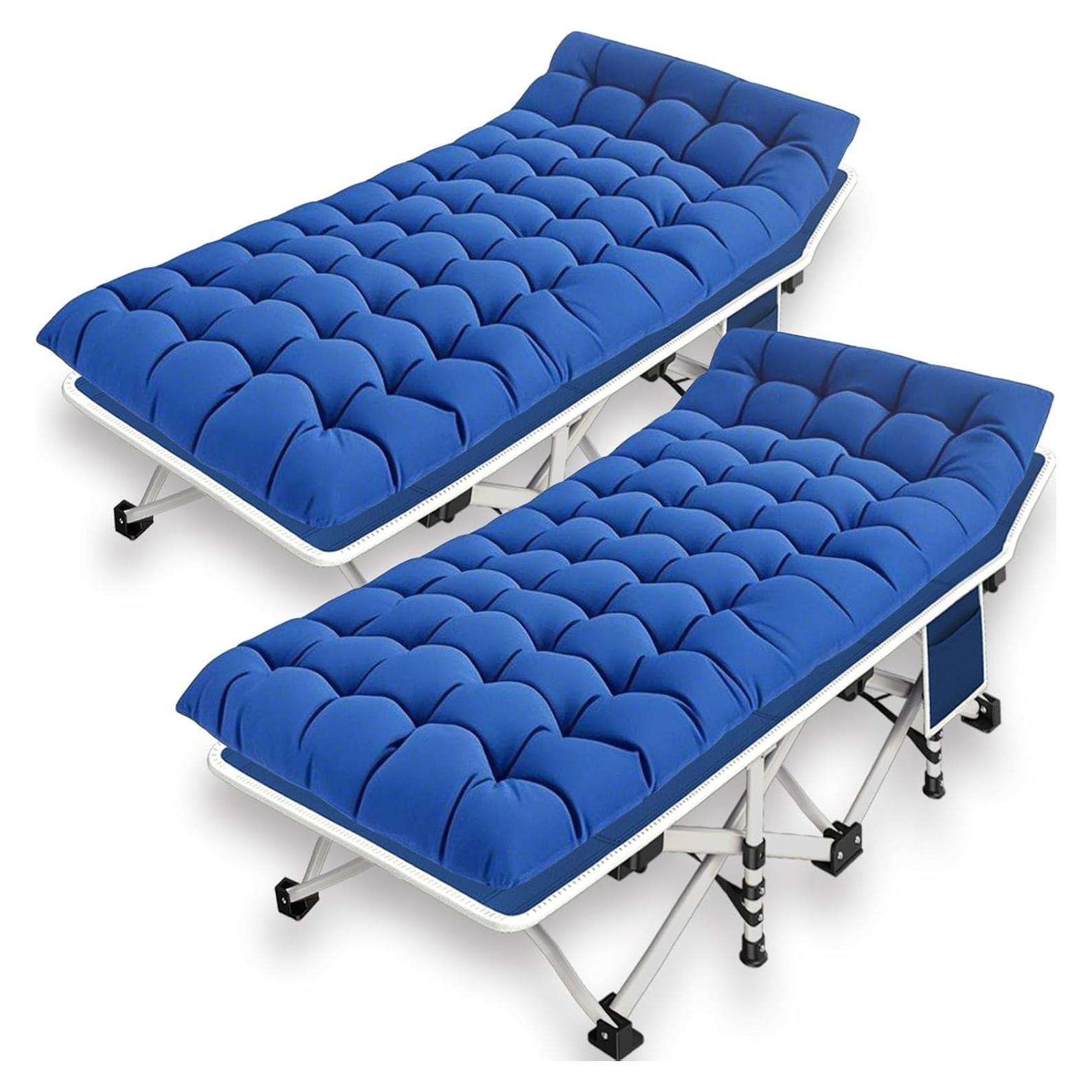 Cama de Camping Plegable GETOVIN 2 Paquete con Colchón 190.5x67.3cm