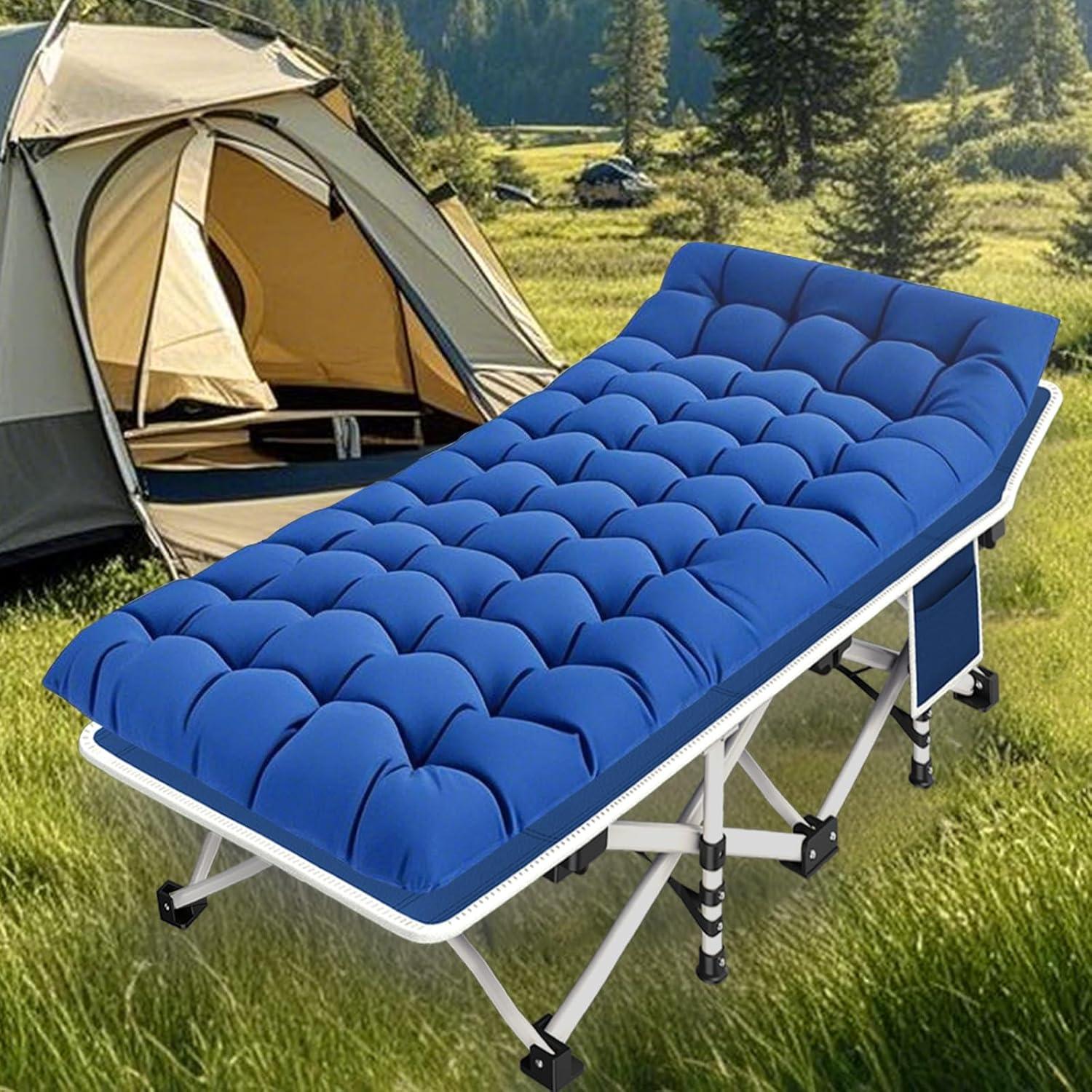 Cama de Camping Plegable GETOVIN 2 Paquete con Colchón 190.5x67.3cm