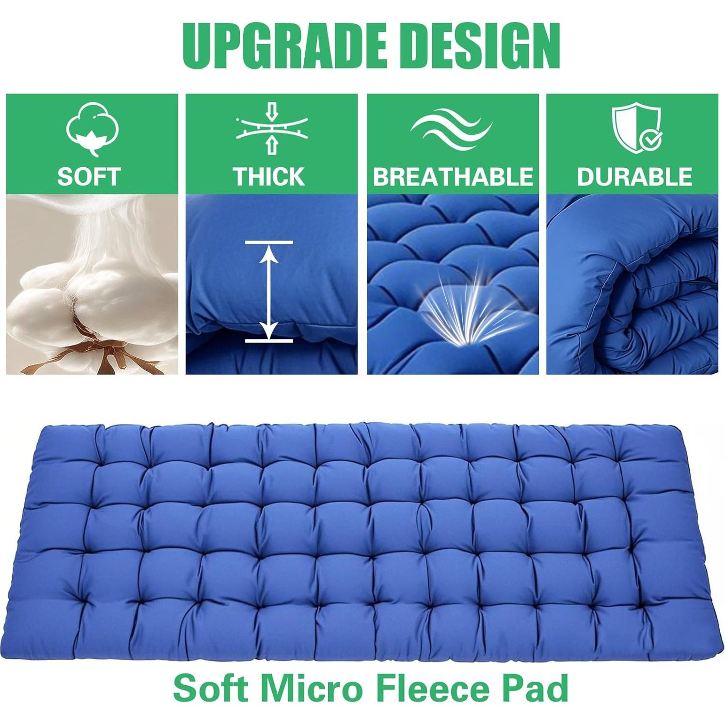 Cama de Camping Plegable GETOVIN 2 Paquete con Colchón 190.5x67.3cm