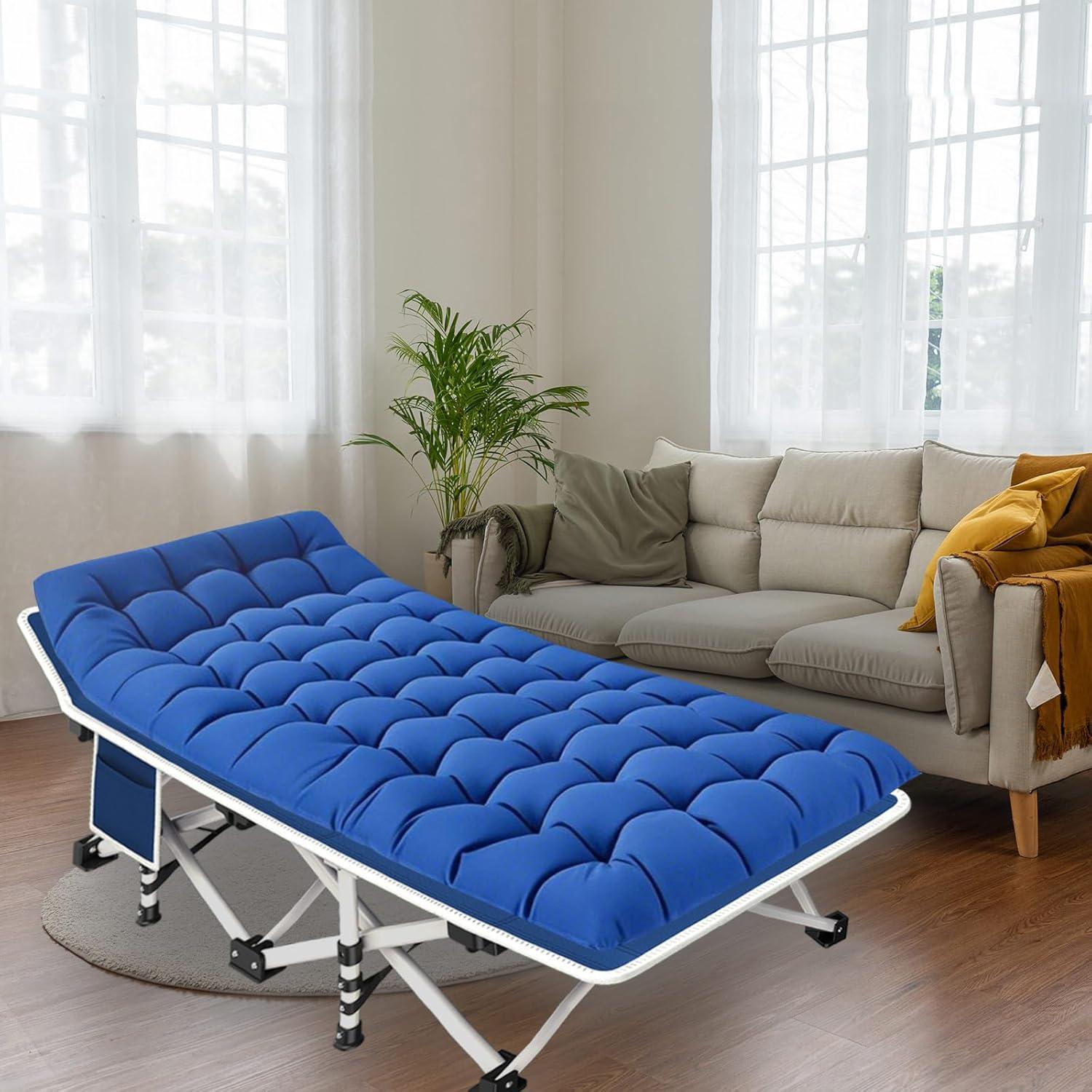 Cama de Camping Plegable GETOVIN 2 Paquete con Colchón 190.5x67.3cm