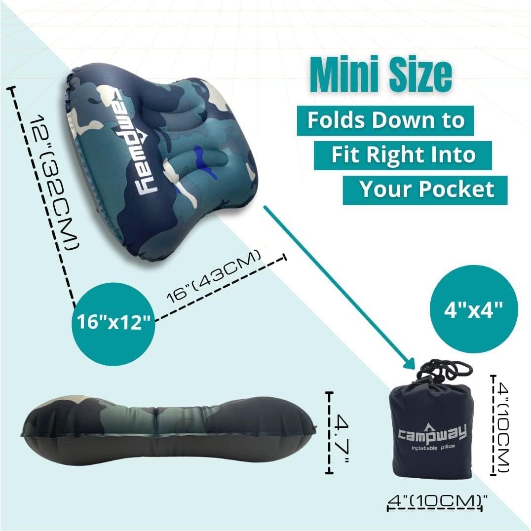 Almohada Inflable CAMPWAY MIRI para Camping y Viajes - Camuflaje