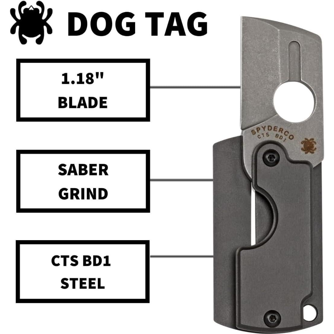 Cuchillo Plegable Spyderco Dog Tag Gen 4 Aluminio 3.0 cm