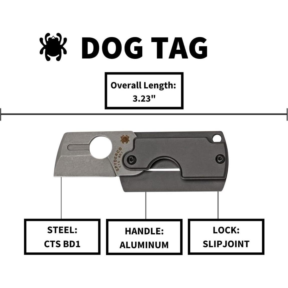 Cuchillo Plegable Spyderco Dog Tag Gen 4 Aluminio 3.0 cm
