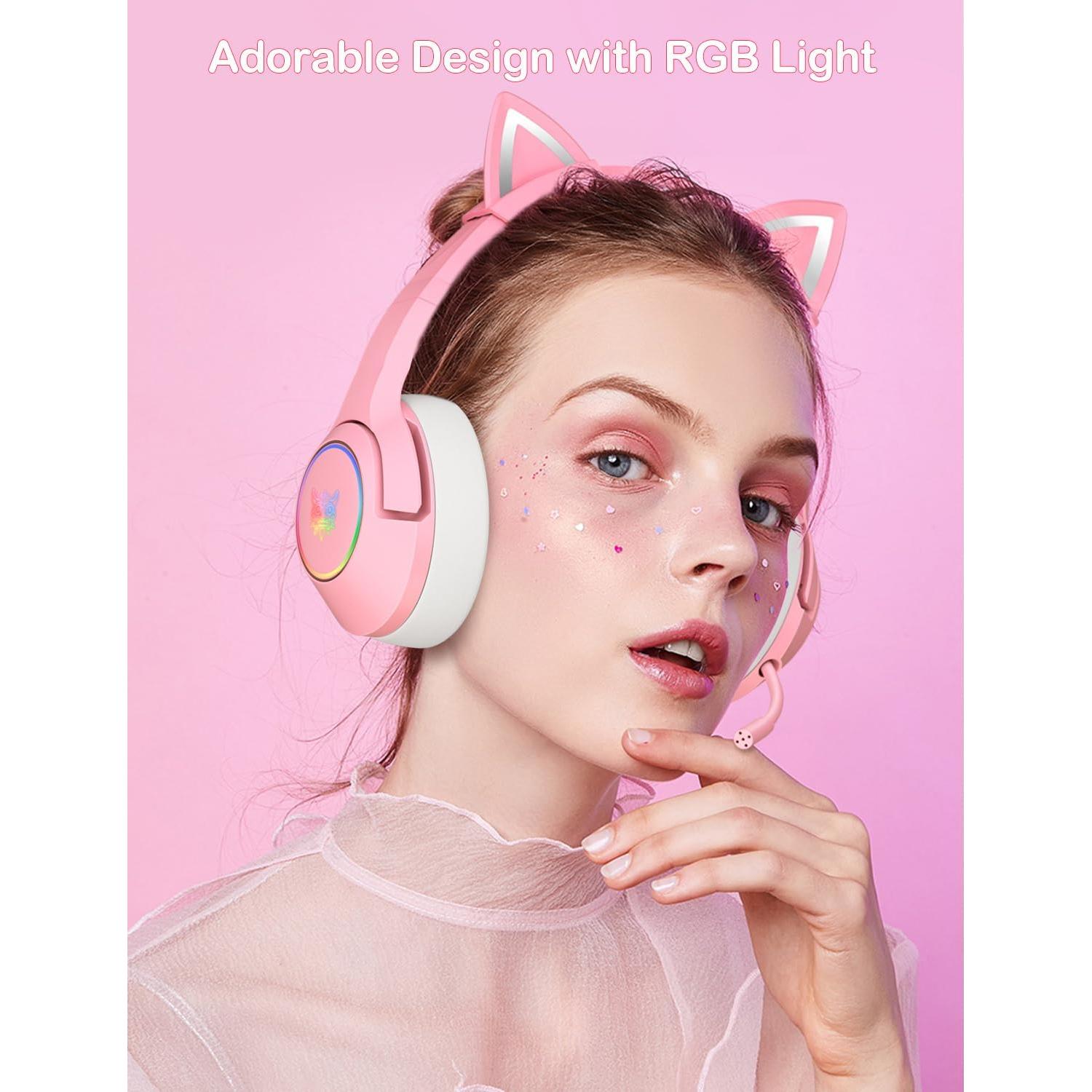Auriculares de Juego PHNIXGAM K9 Rosa con Micrófono y LED