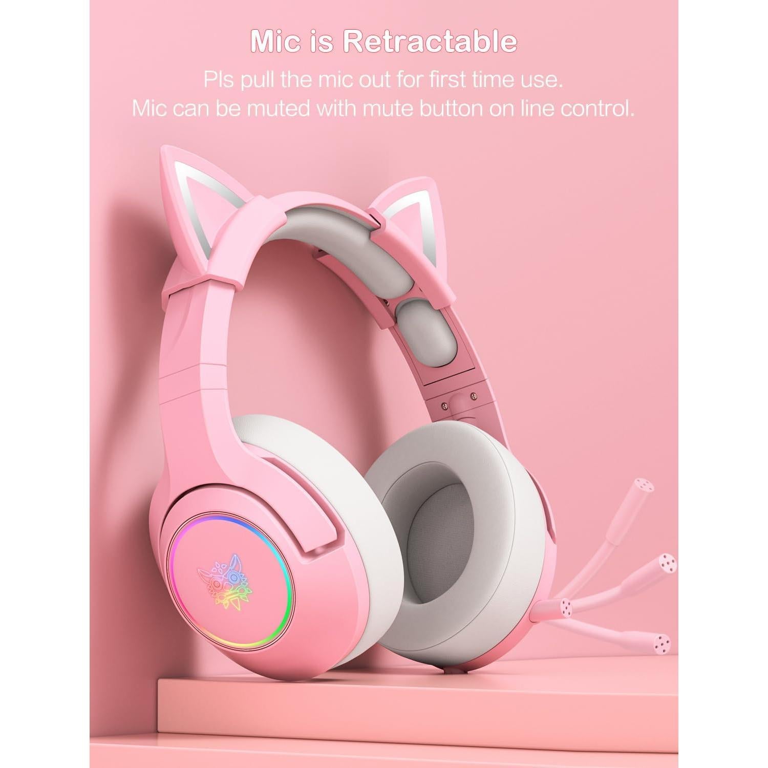 Auriculares de Juego PHNIXGAM K9 Rosa con Micrófono y LED