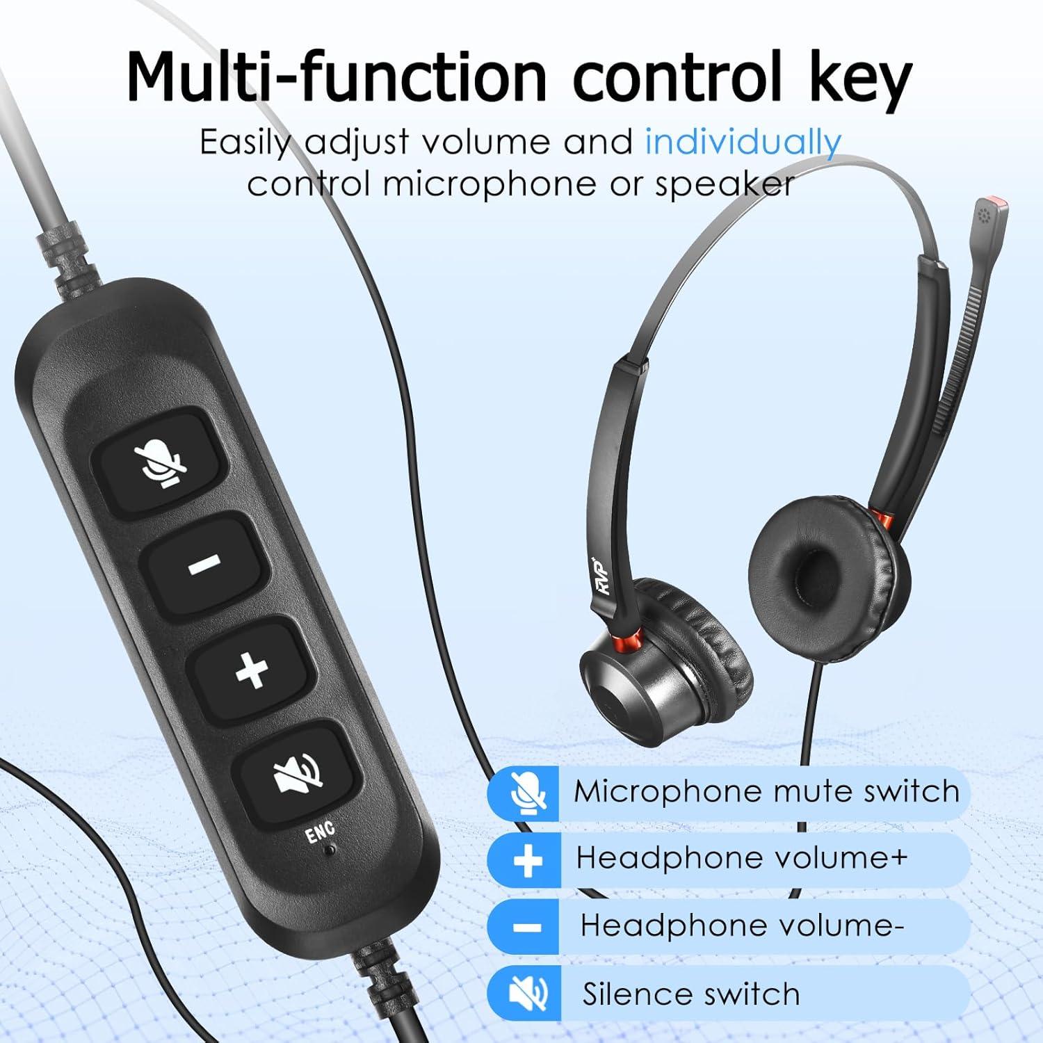 Auriculares USB RVP+ con Cancelación de Ruido ENC - Negro