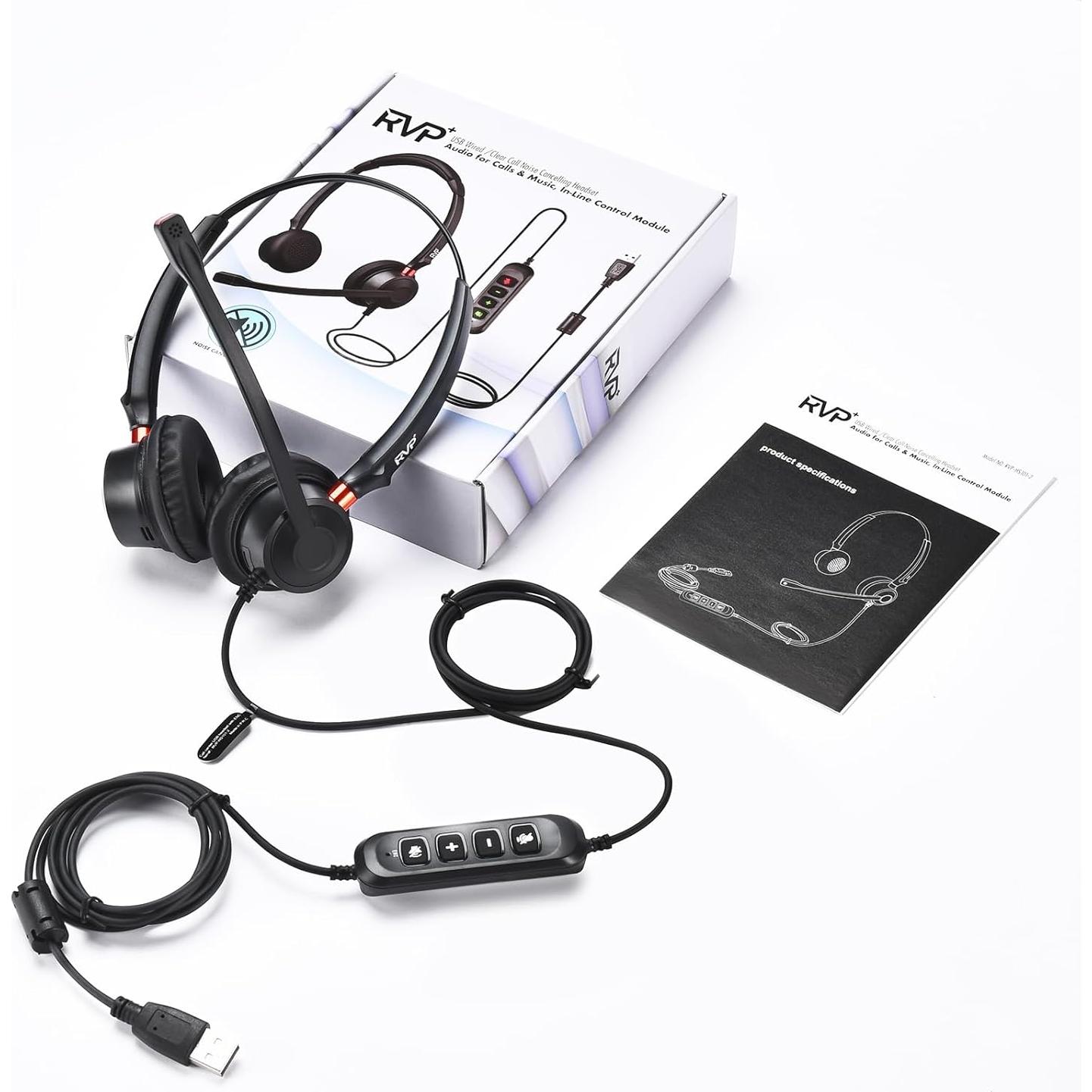 Auriculares USB RVP+ con Cancelación de Ruido ENC - Negro