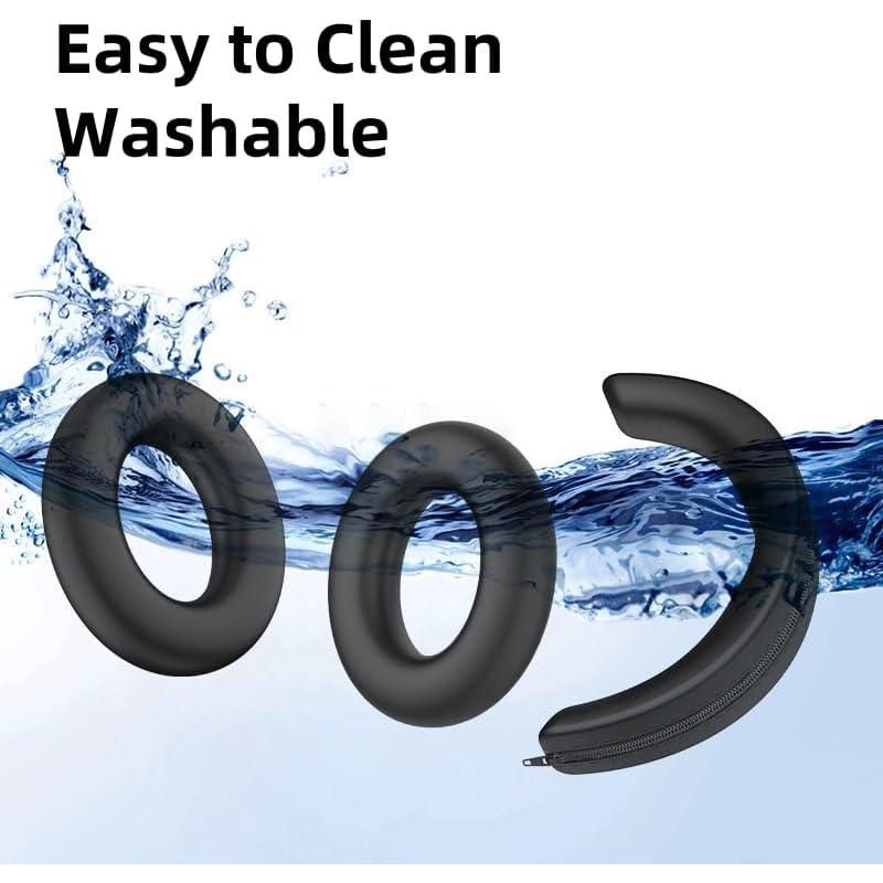 Silicone Case Cover Set for Sennheiser Momentum 4 Headphones, Ear Caps and Headband Cover (Black)