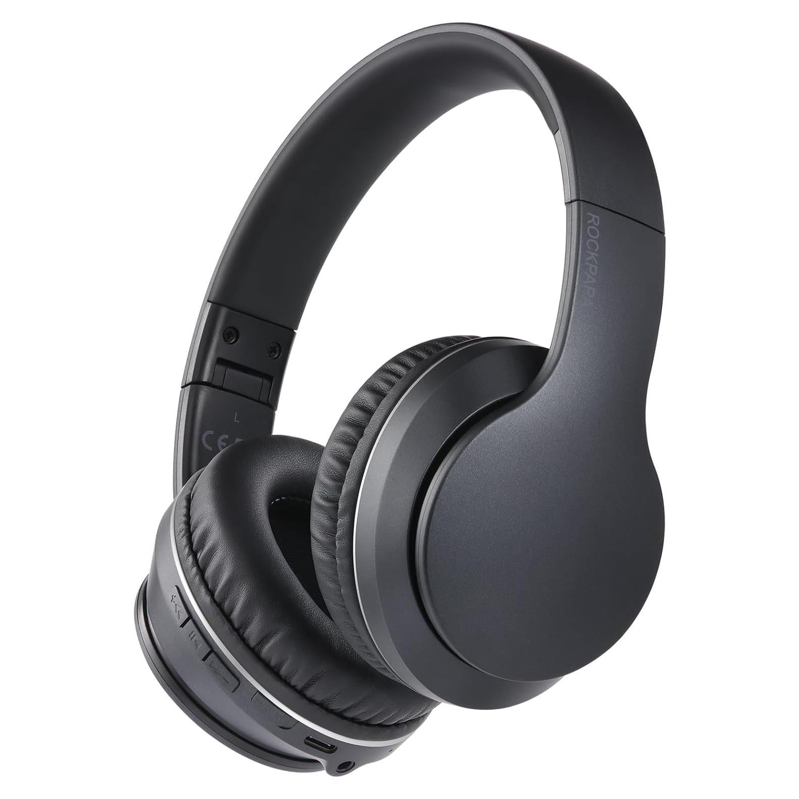 rockpapa E7 Over Ear Wireless Bluetooth Headphones with Mic Without Travel Case, Foldable Wired/Wireless Headphones with Microphone for Kids Childrens Boys Girls Teen Youth Adult Black