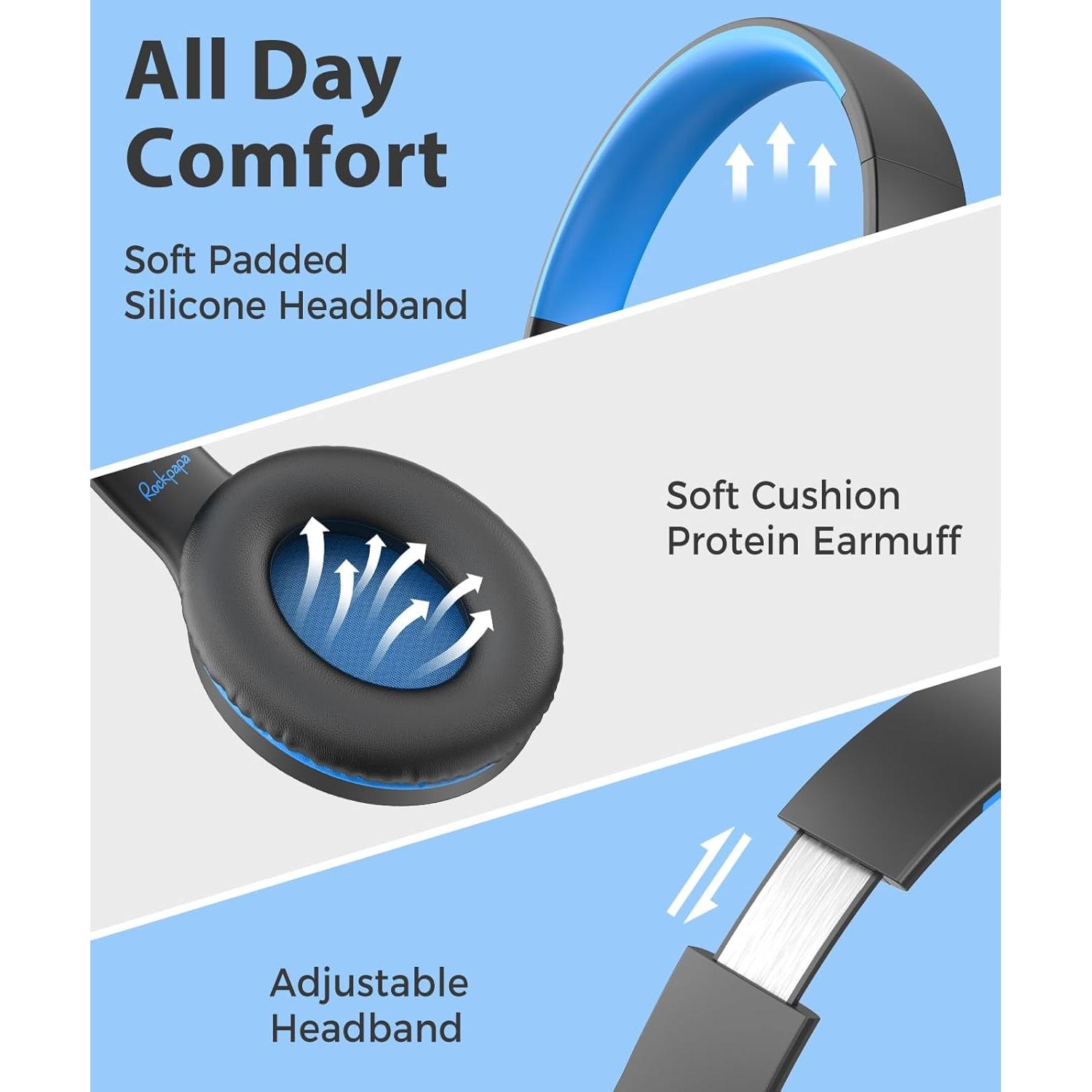 Auriculares Rockpapa C24 para Niños con Micrófono - Negro Azul