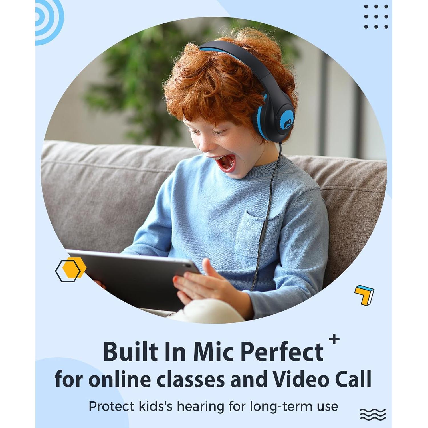 Auriculares Rockpapa C24 para Niños con Micrófono - Negro Azul