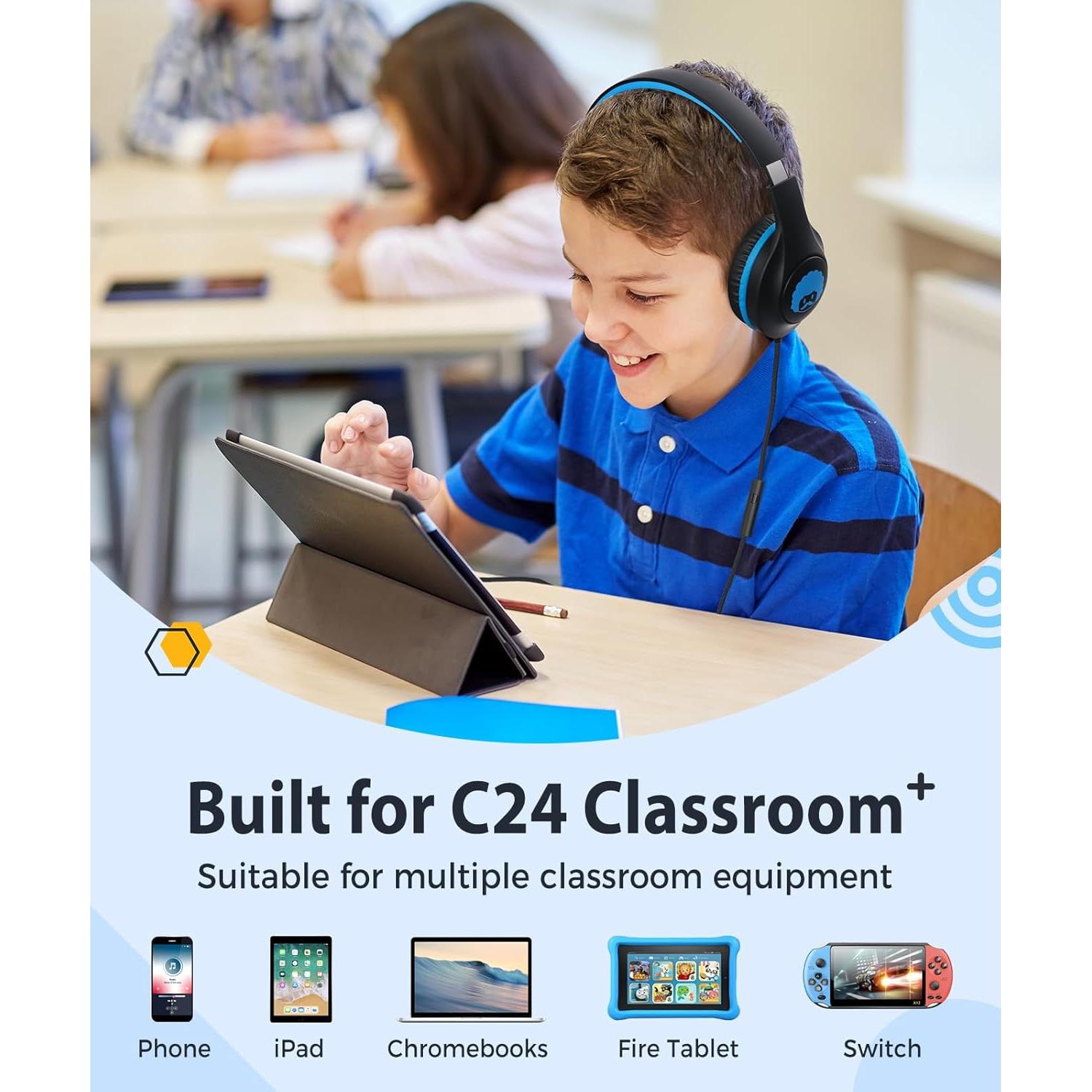 Auriculares Rockpapa C24 para Niños con Micrófono - Negro Azul