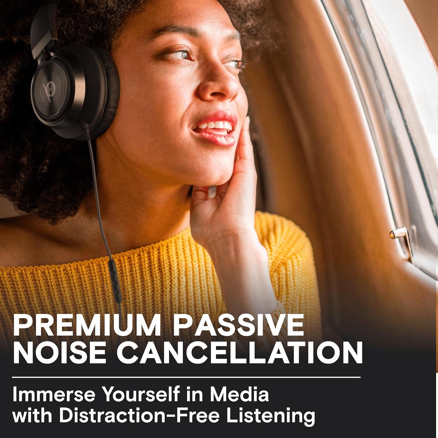 ARTIX CL750 Wired Headphones with Mic & Volume Control — Noise Isolating On-Ear Headphones for Computer and Laptop Wired, Plug in Corded Headphone Over Ear with Wire (Foldable, Aux Jack 3.5mm)