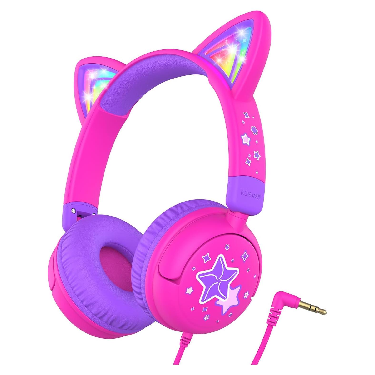 Auriculares iClever Meow Lollipop Rosa para Niños 85dBA